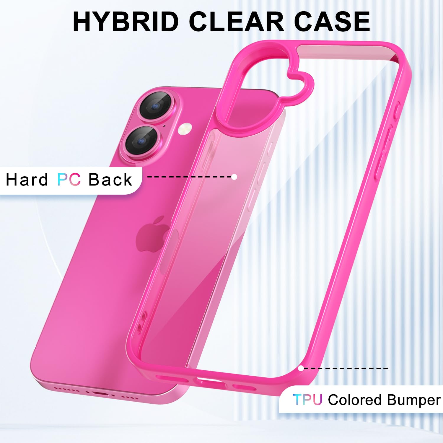 Loeoel For Iphone 16 Plus Case Clear, Transparent Hybrid 16 Plus Case [Hard Plastic & Soft Silicone Bumper] Acrylic Non Yellowin