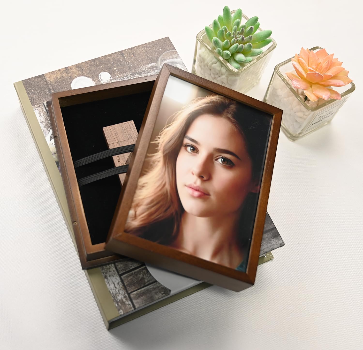 Wood Usb Flash Drive Box   Fit 4X6'' Photo (Without Usb Stick)