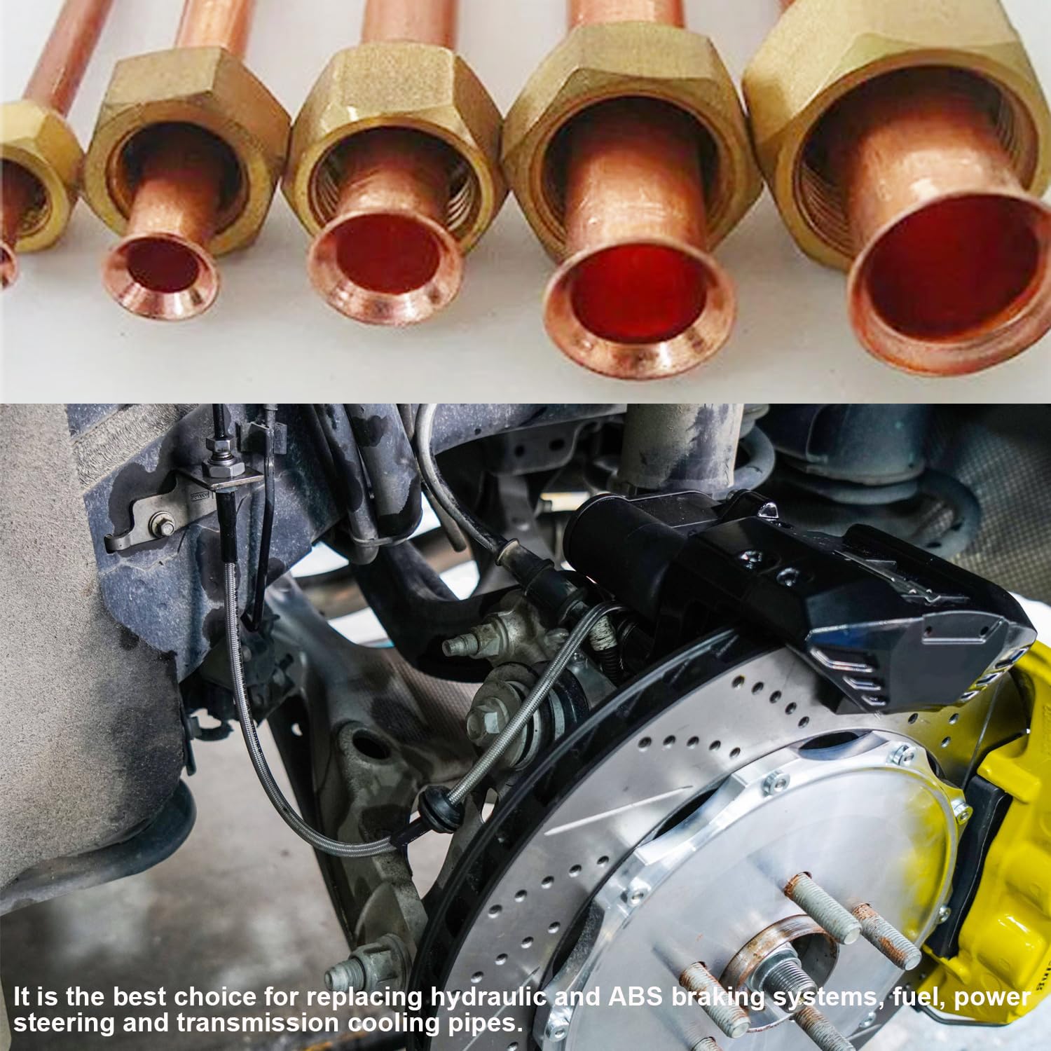 Tnisesm 3/16'' Brake Line Tubing Kit, Upgrade Flexible Copper Nickel Brake Line Tubing Roll For Hydraulic Brakes Fuel Transmissi