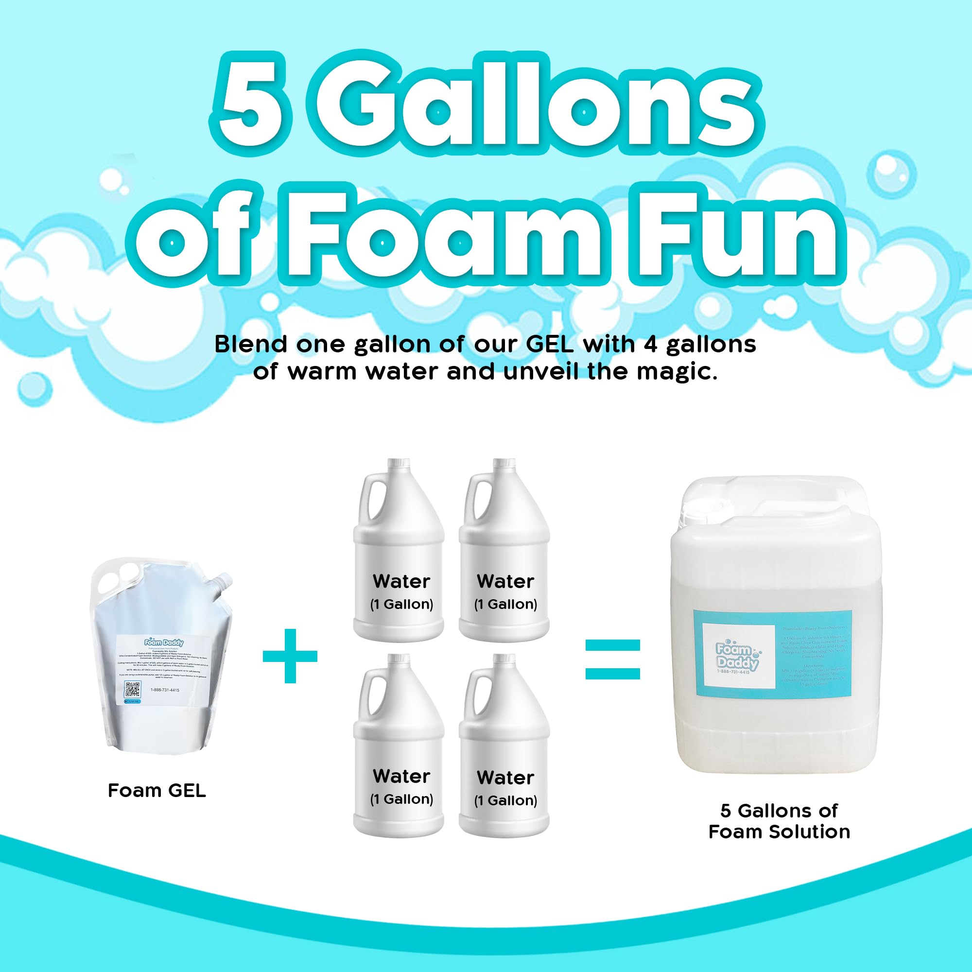 Foamdaddy Professional Strength Ultra-Concentrated Gel - Makes 300-400 Gallons Of Foam Party Fun - High Stacking, Hypoallergenic