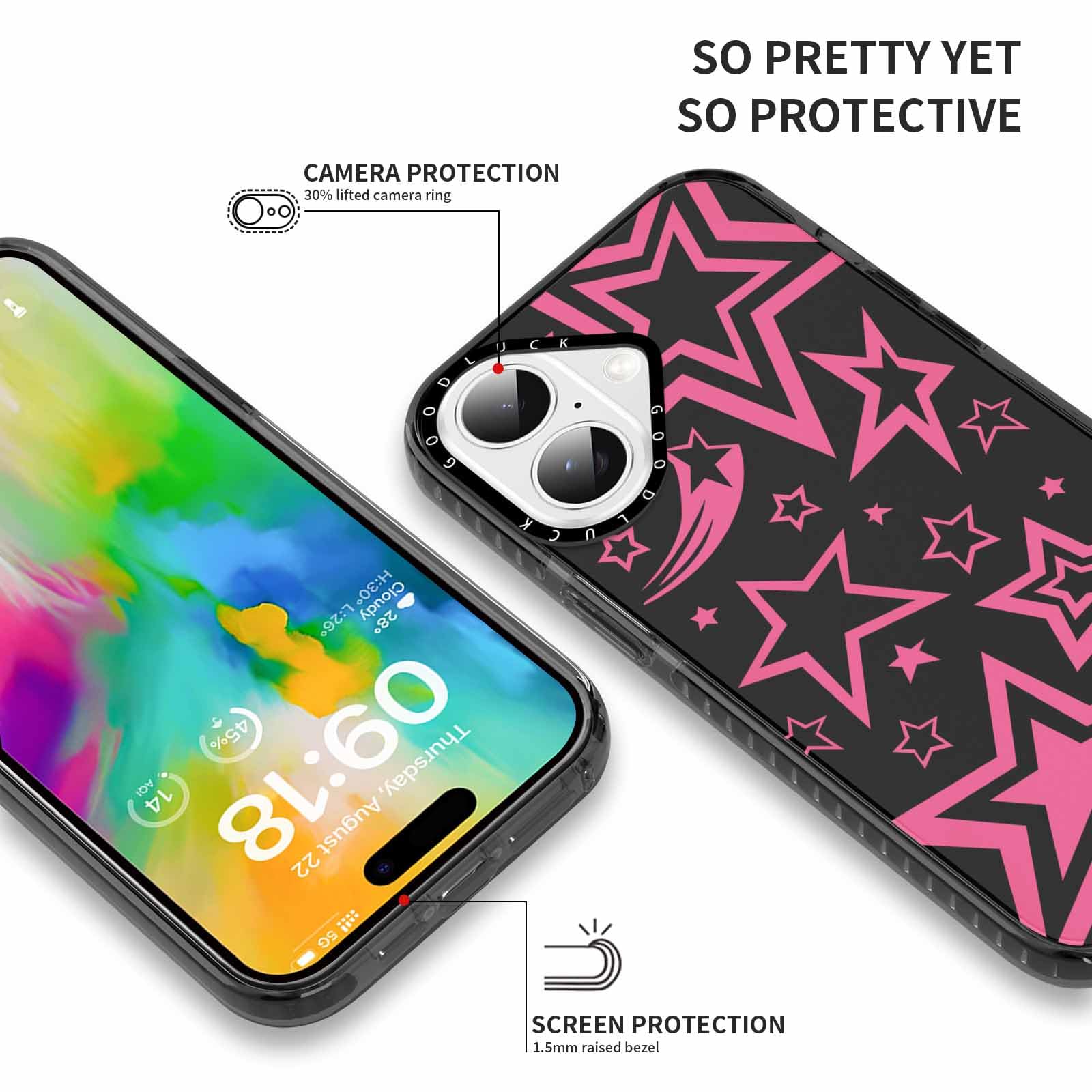 Rumdey 2 Pack Cute Clear Star Phone Case For Iphone 16 6.1 Inch, Aesthetic Trendy Soft Slim Fashion Protective Shockproof Tpu Bu