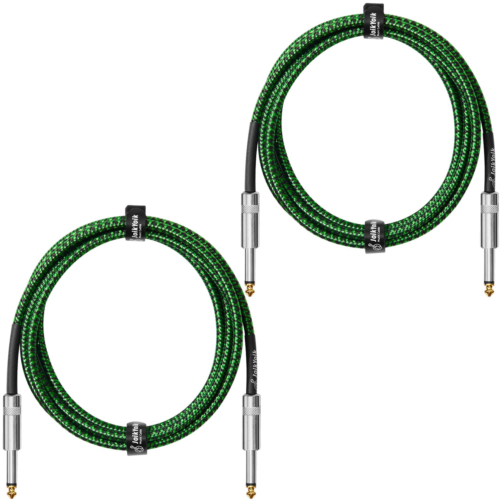 JoikYoik Guitar Cable 6.6ft 2-Pack, Tweed Cloth Braided Instrument Cable, 1/4 Inch Straight TS to Straight, for Electric Guitar/