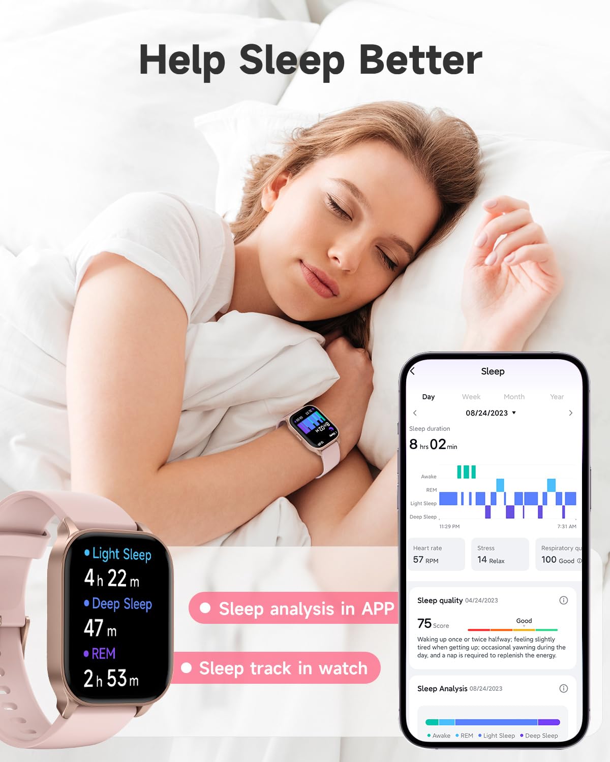 Toobur Smart Watch For Women, Smartwatch Compatible Android Phone And Ios Phone, Answer/Make Calls, Fitness Tracker, Heart Rate/