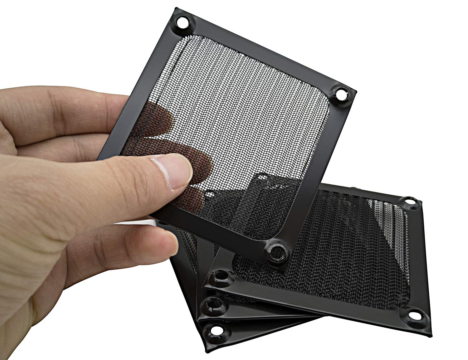 80Mm Computer Fan Filter Grills With Screws, Aluminum Frame Ultra Fine Stainelss Steel Mesh   4 Pack (Black)