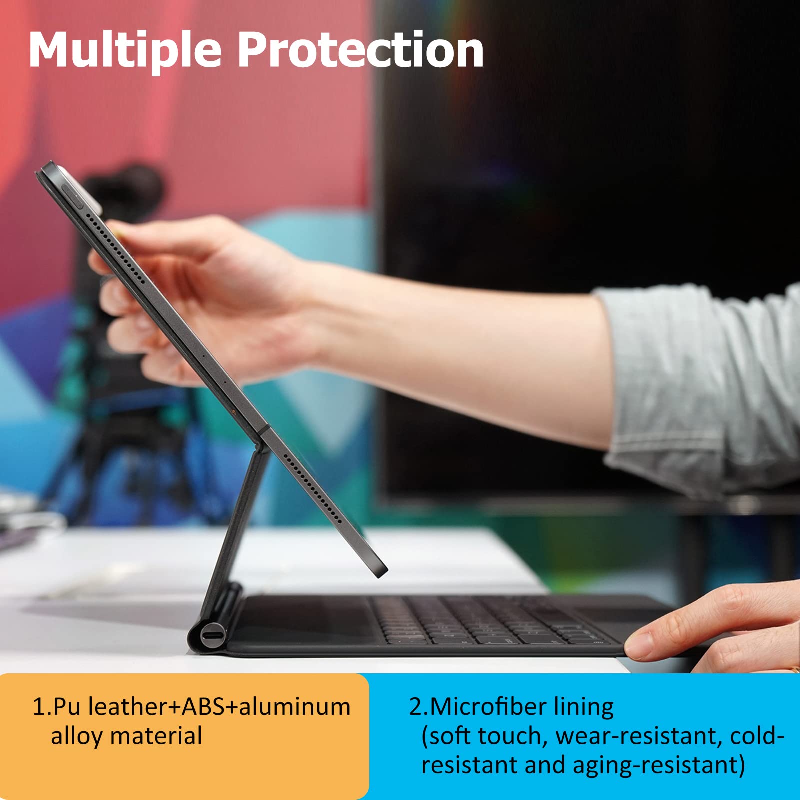 Wainyok Magic Style Keyboard Case For Ipad Pro 12.9 Inch (2022 2018), Wireless Bluetooth, Backlit, Touchpad, Detachable, Slim Fo