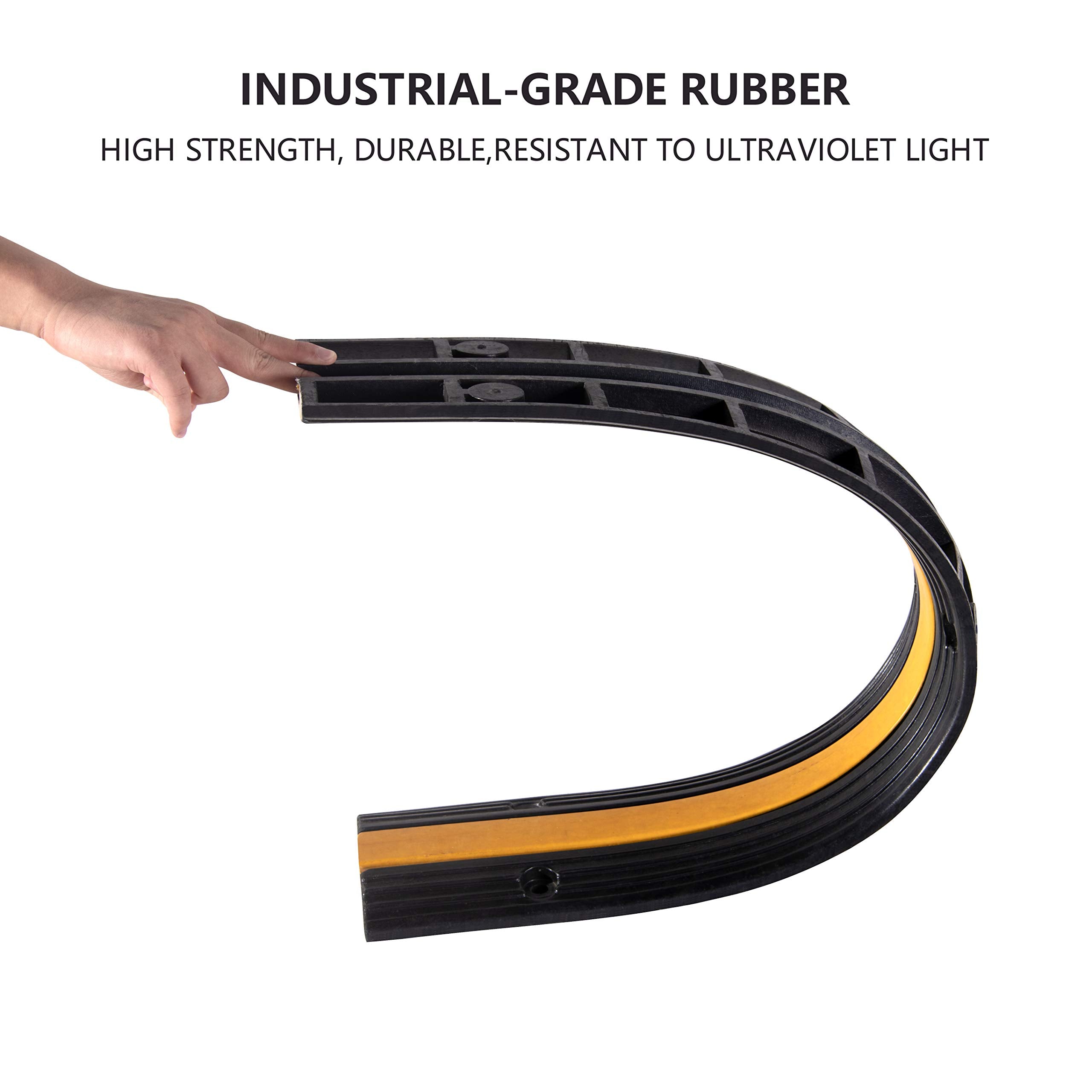 F Come 2 Pack Rubber Cable Ramp Hose Cable Protector Ramp 1 Channel 11000Lbs Load Capacity Traffic Speed Bump Wires Power Lines