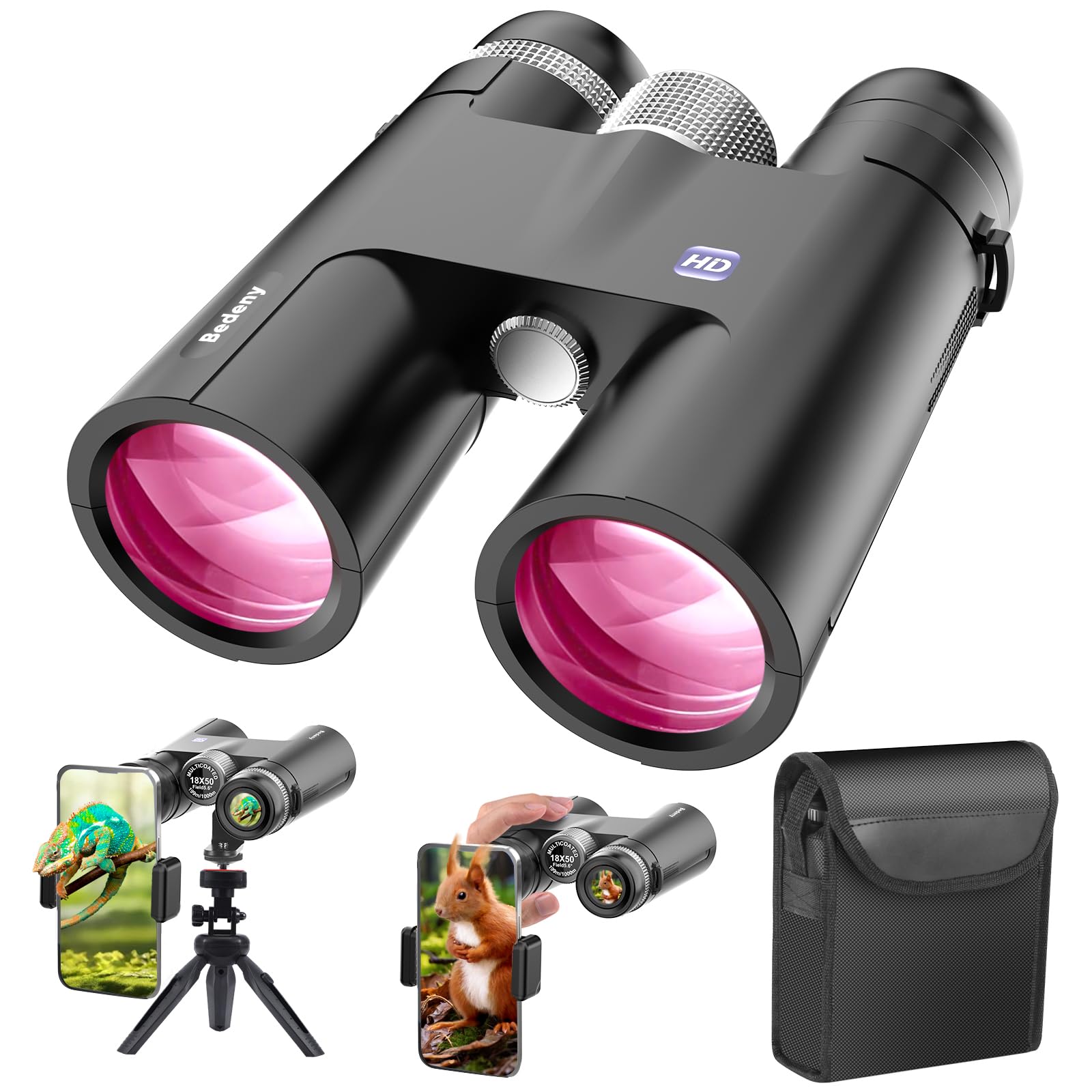 HD Binoculars for Adults with Upgraded Phone Adapter