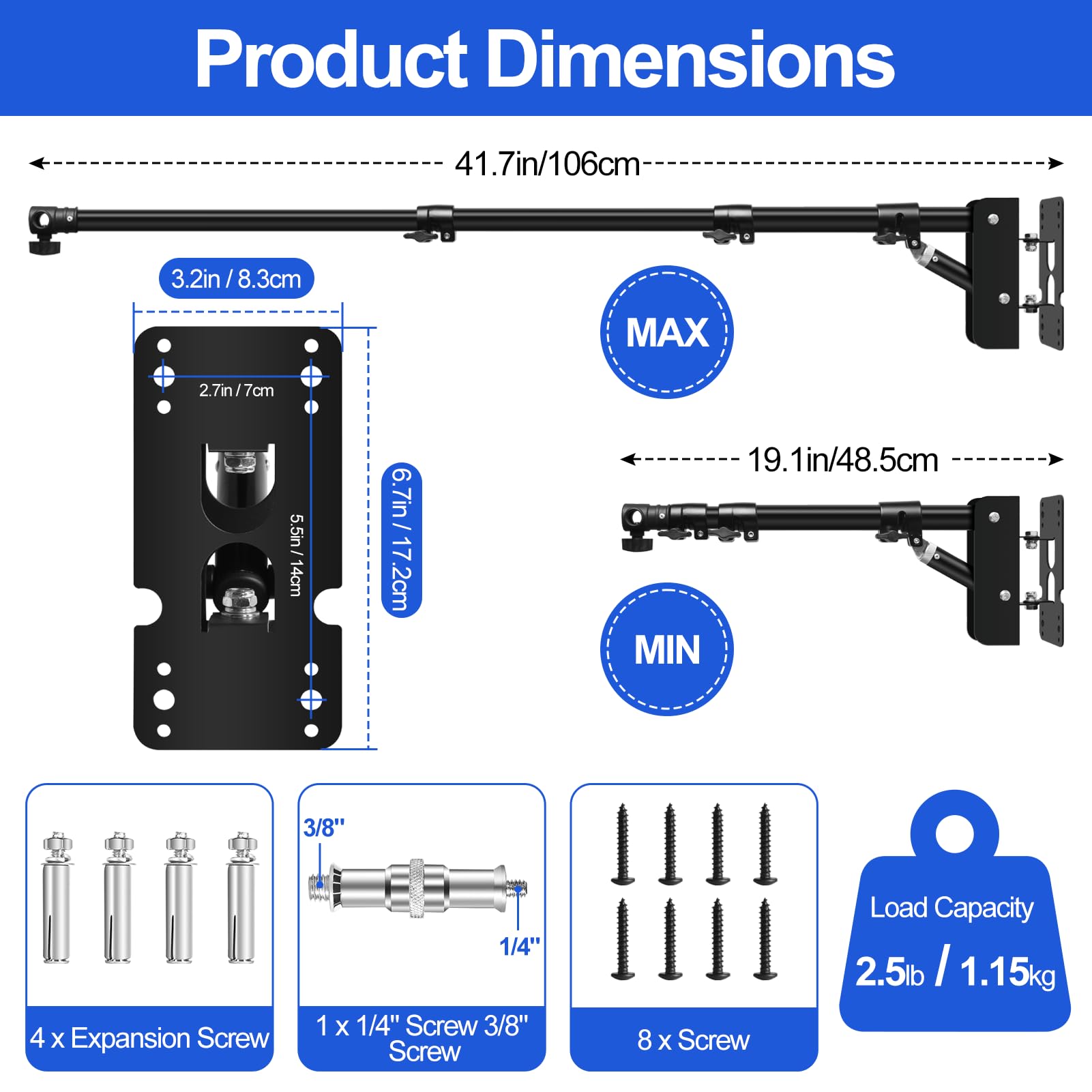Fudesy Wall Mounting Triangle Boom Arm For Ring Light, Strobe Lighting Softbox Reflector Umbrella Monolight, And Photography Str