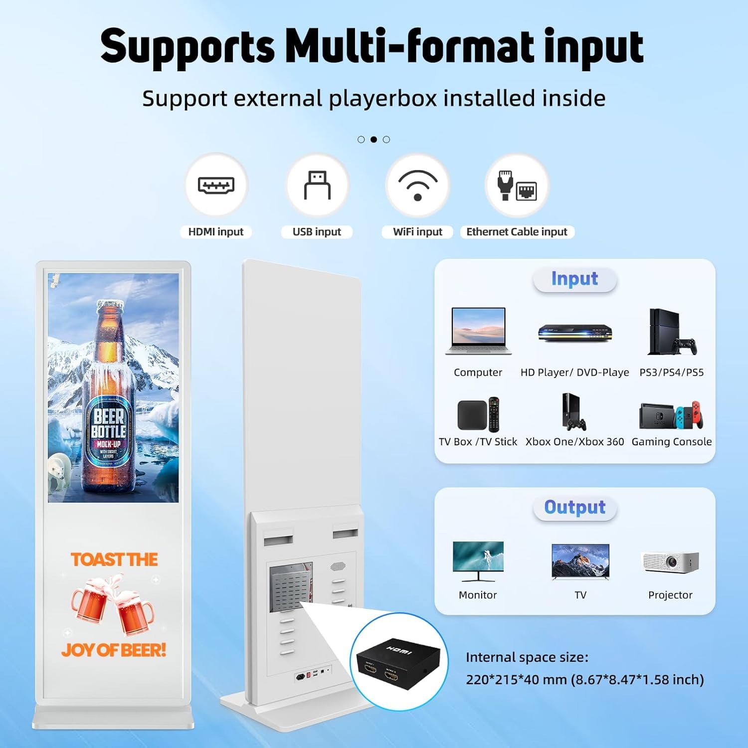 Yckjnb 37 Inch Indoor Digital Signage Touchscreen Ips Floor Standing Digital Kiosks Interactive Displays With Wifi Hdmi/Usb Inpu