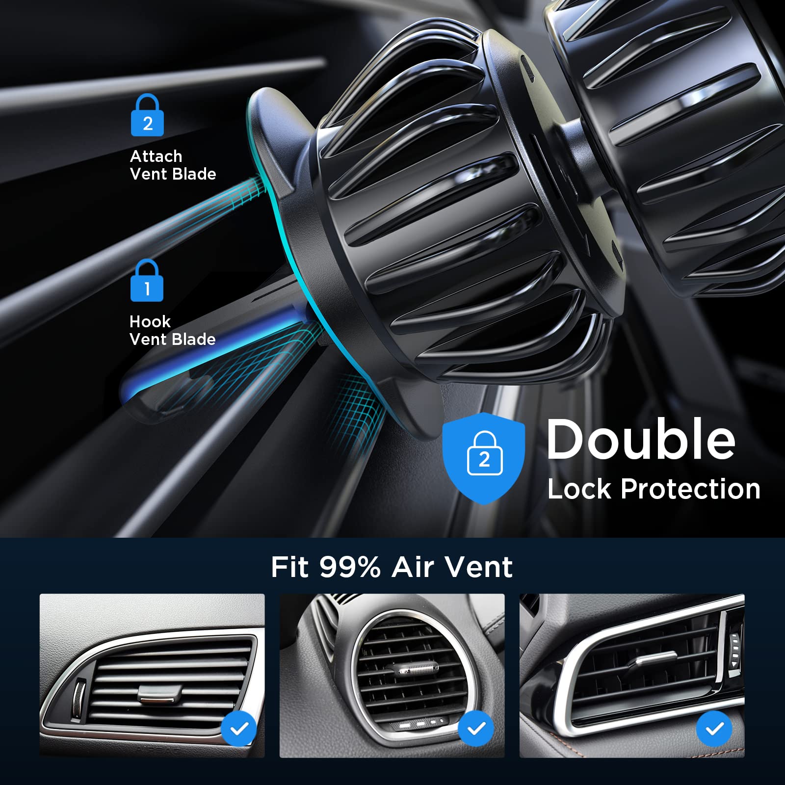 Lisen Magnetic Phone Holder For Car Upgraded Clip Ultra Car Phone Holder 6 Strong Magnets Cell Phone Holder Car Magnetic Case Fr