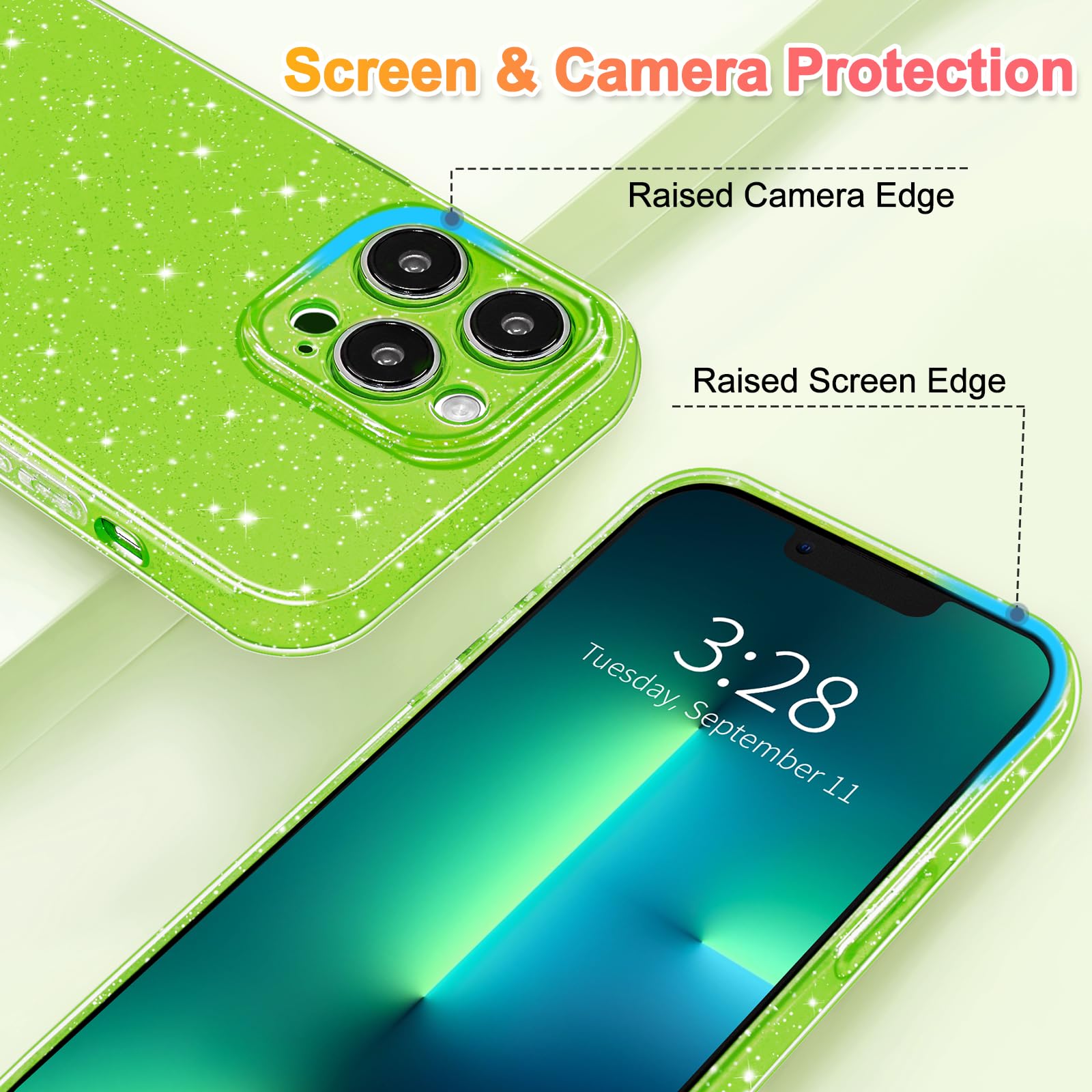 Hython Case For Iphone 13 Pro Max Case Glitter Cute Sparkly Shiny Bling Sparkle Phone Cases 6.7, Thin Slim Fit Soft Tpu Bumper S