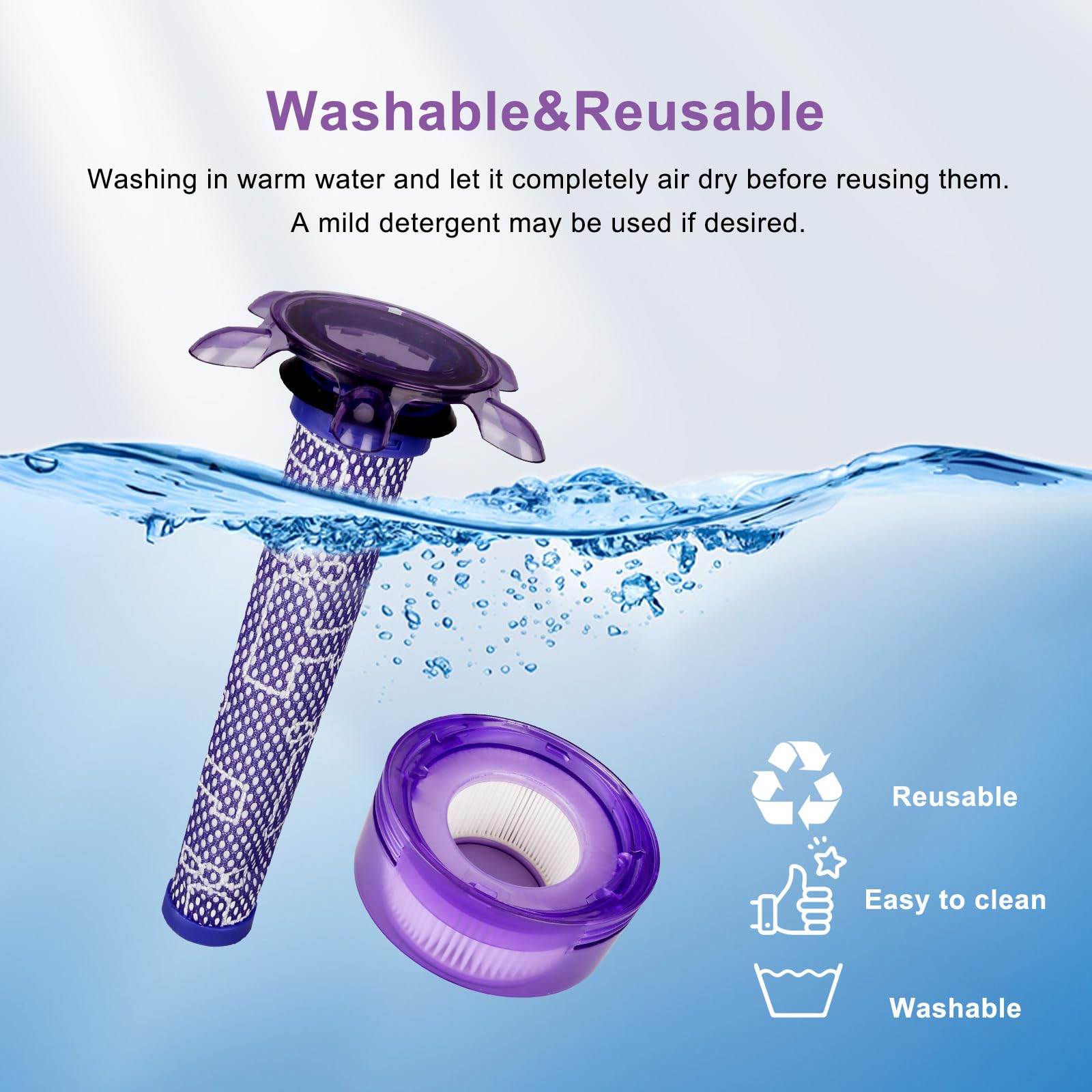 6 Pack Upgraded Star Vacuum Replacement Filters For Dyson V7, V8 Animal And V8 Absolute Vacuum. 3 Pre Filters And 3 Post Filters