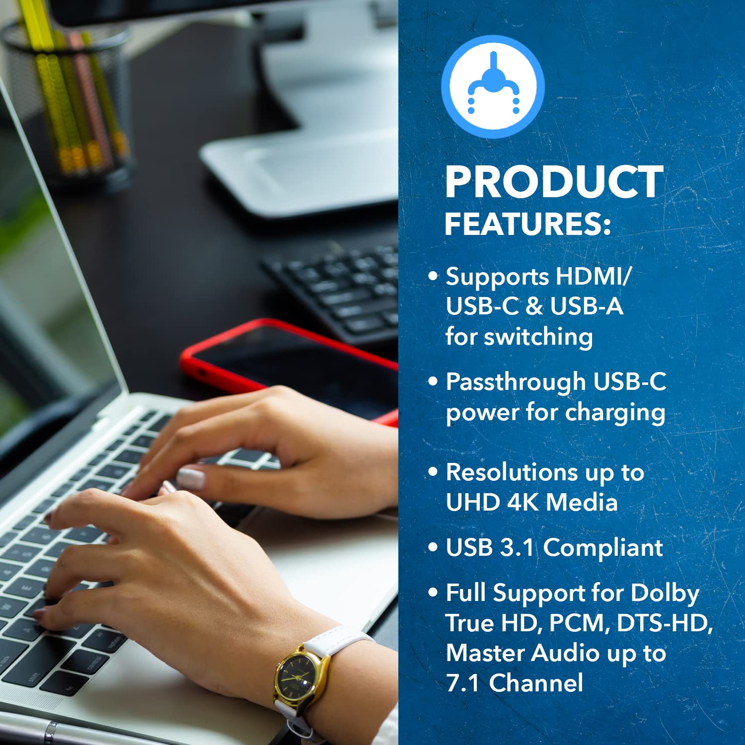 Orei 4K 3 Port 3X1 Hdmi Kvm Switch, Share Multiple Devices, Pc, Computers, Phones, Gaming On One Display Monitor, Keyboard Contr