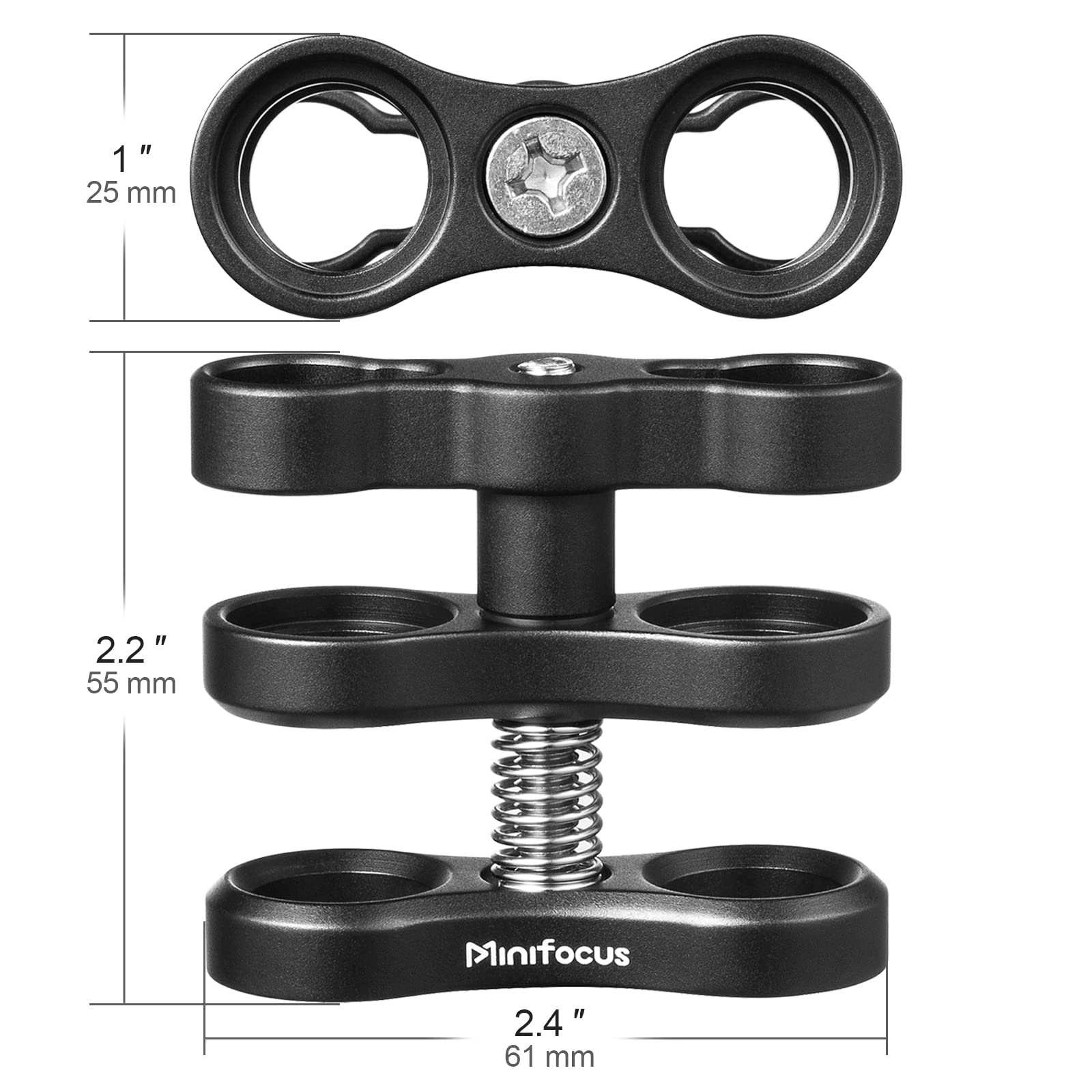 Minifocus 2Pcs 1'' Aluminum Ball Clamp Mount For Underwater Diving Light Arms Tray System, Photography Diving Camera, 360 Clip A