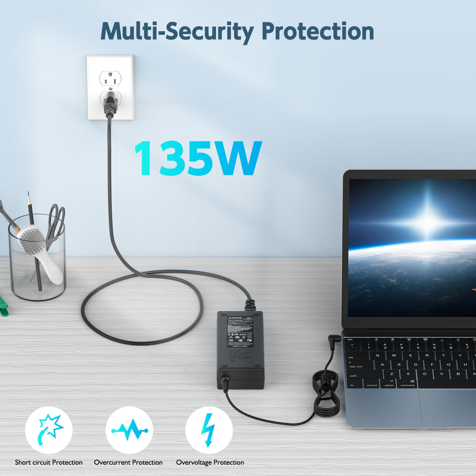 135W Charger For Acer Nitro 5 Gaming Laptop Power Cord, Ac/Dc Adapter Acer N18C3 An515 51 An515 41 An515 53 An515 52 An515 43 An517 51 N18C4 Adp 135K Adp 135Kb