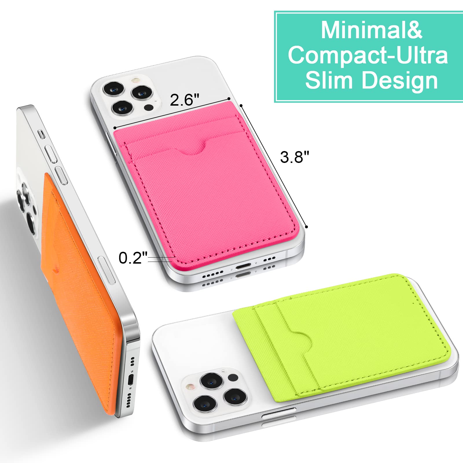 Weewooday 6 Pieces Phone Card Pocket Holder Phone Card Stick Pu Leather Cell Phone Card Pocket, Id Credit Card Wallet Phone Case