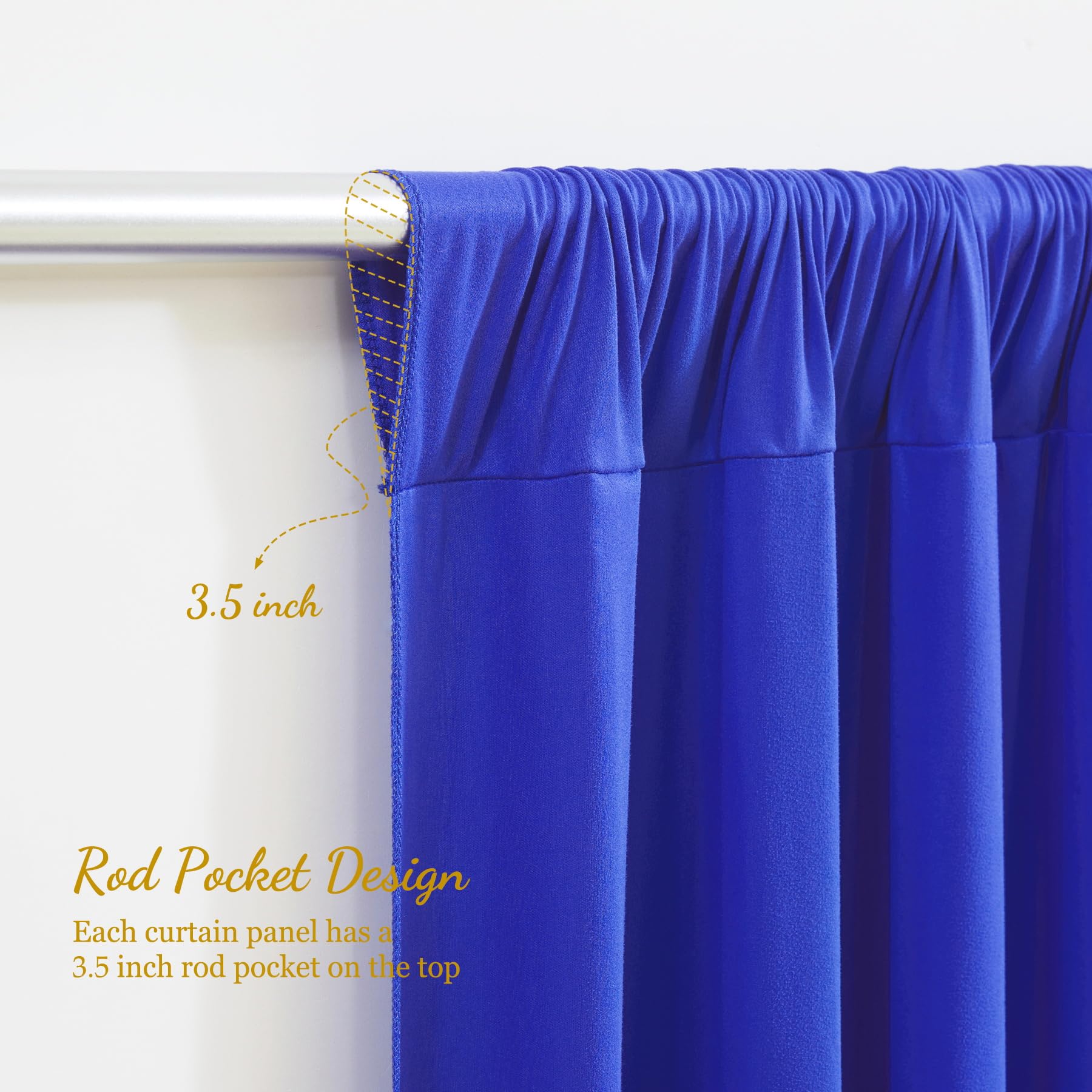 Royal Blue Backdrop Curtains For Parties, 10Ft Long Wrinkle Free Royal Blue Curtains Polyester Photography Backdrop Curtain Drap