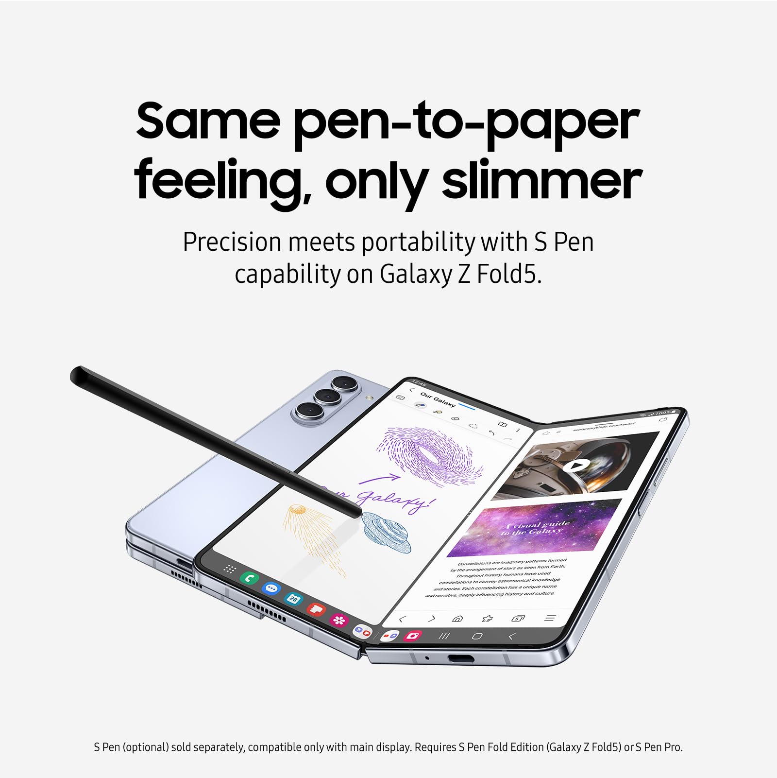 Samsung Galaxy Z Fold5 Ai Phone, 512Gb Unlocked Android Smartphone, Big 7.6    Screen For Streaming, Gaming, Dual App View, One-