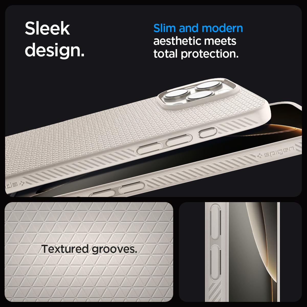 Spigen Liquid Air Designed For Iphone 16 Pro Case [Not Compatible With Magsafe], [Military Grade Protection]   Natural Titanium