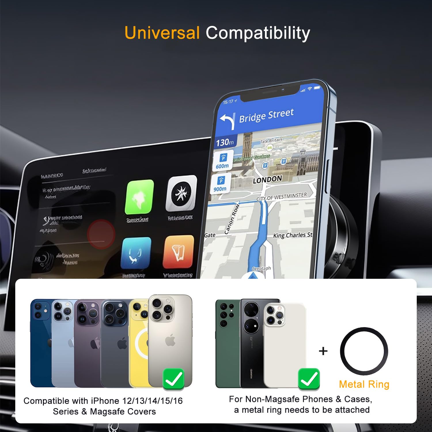 Jkoailiwi Electric Vacuum Magnetic Suction Phone Mount, Hands-Free Shower Phone Holder, Magnetic Cell Phone Holder For Car/Gym/M