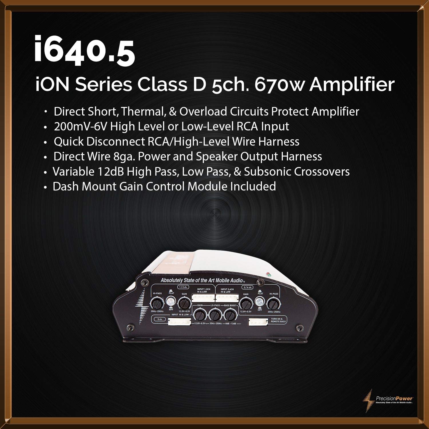 Precision Power I640.5 640 Watt 5 Channel Ion Series Class D Full Range Digital Stereo Bridgeable Amplifier