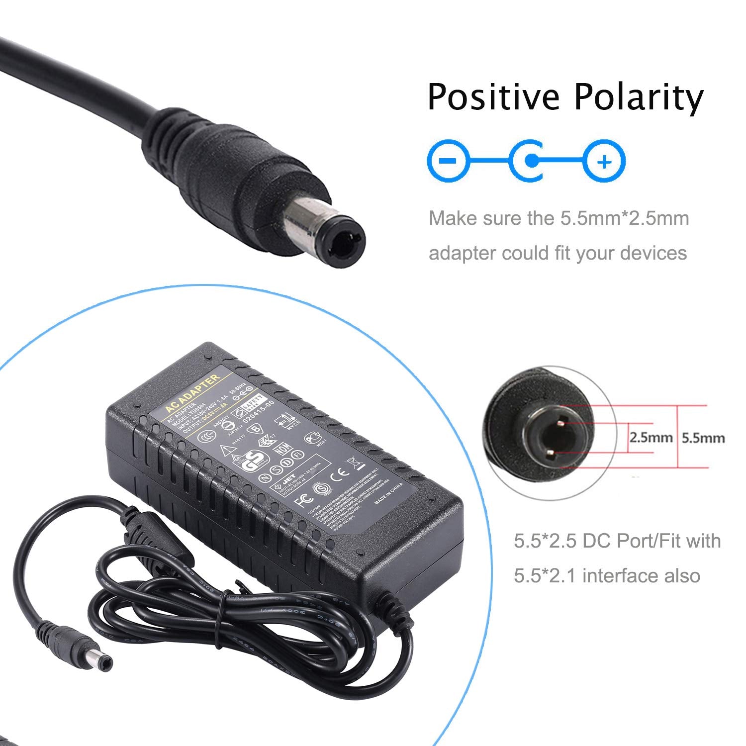 5V 4A Power Supply Adapter   Coolm Ac 100 240V To Dc 5V/4A 20W Charger Plug Dc 5.5Mm X 2.5Mm Universal For Atomic Pi, Jetson Nan