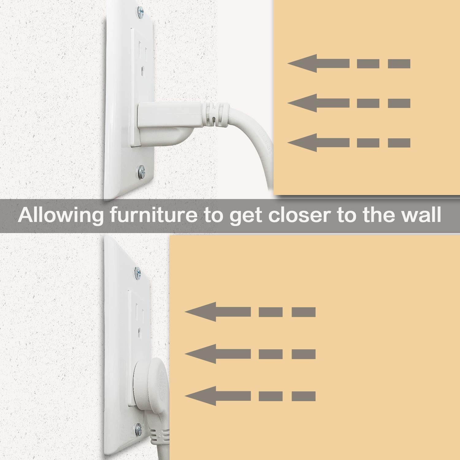 Firmerst 1875W 15A Extension Cord 2 Feet 14/3 Flat Plug White, Pack Of 2