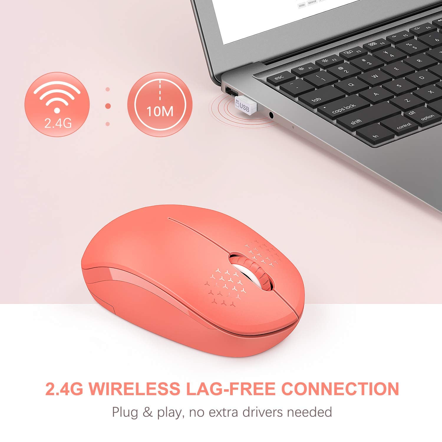 Seenda Wireless Mouse, 2.4G Noiseless Mouse With Usb Receiver Portable Computer Mice For Pc, Tablet, Laptop, Notebook   Living C