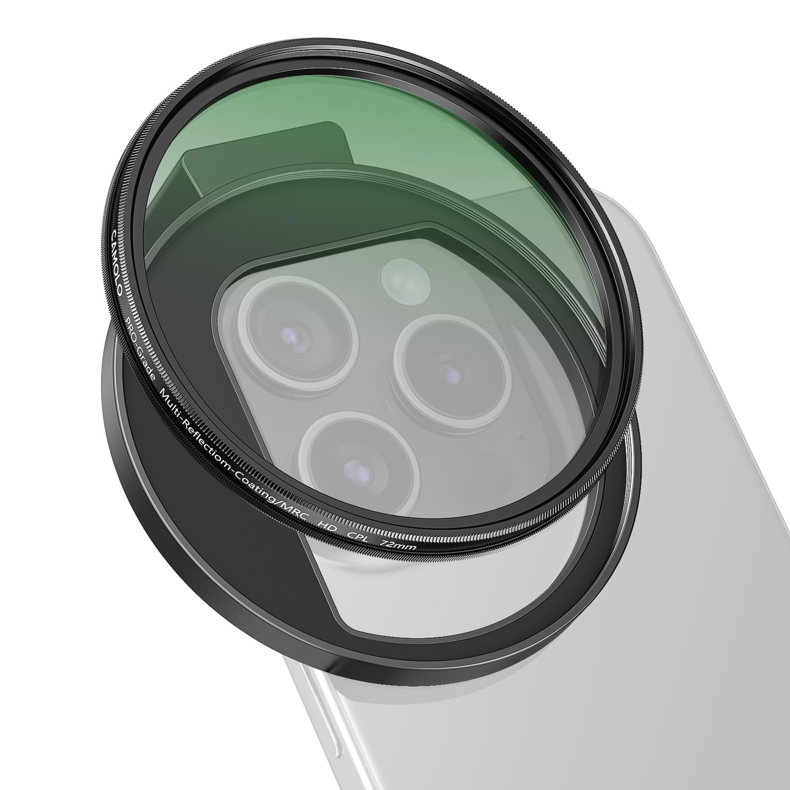 Cpl Filter For Phone, 72Mm Camera Polarized Lens Polarizing Filter With Metal Cold Shoe Phone Clip Compatible With Iphone 15 14