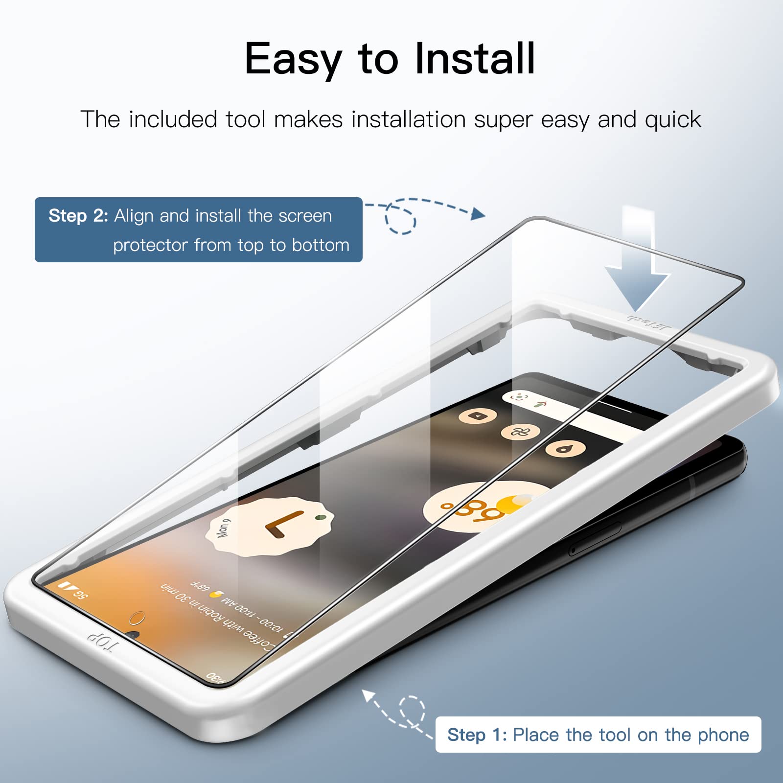 Jetech Screen Protector For Google Pixel 6A 6.1-Inch With Camera Lens Protector, Easy Installation Tool, Fingerprint Compatible,