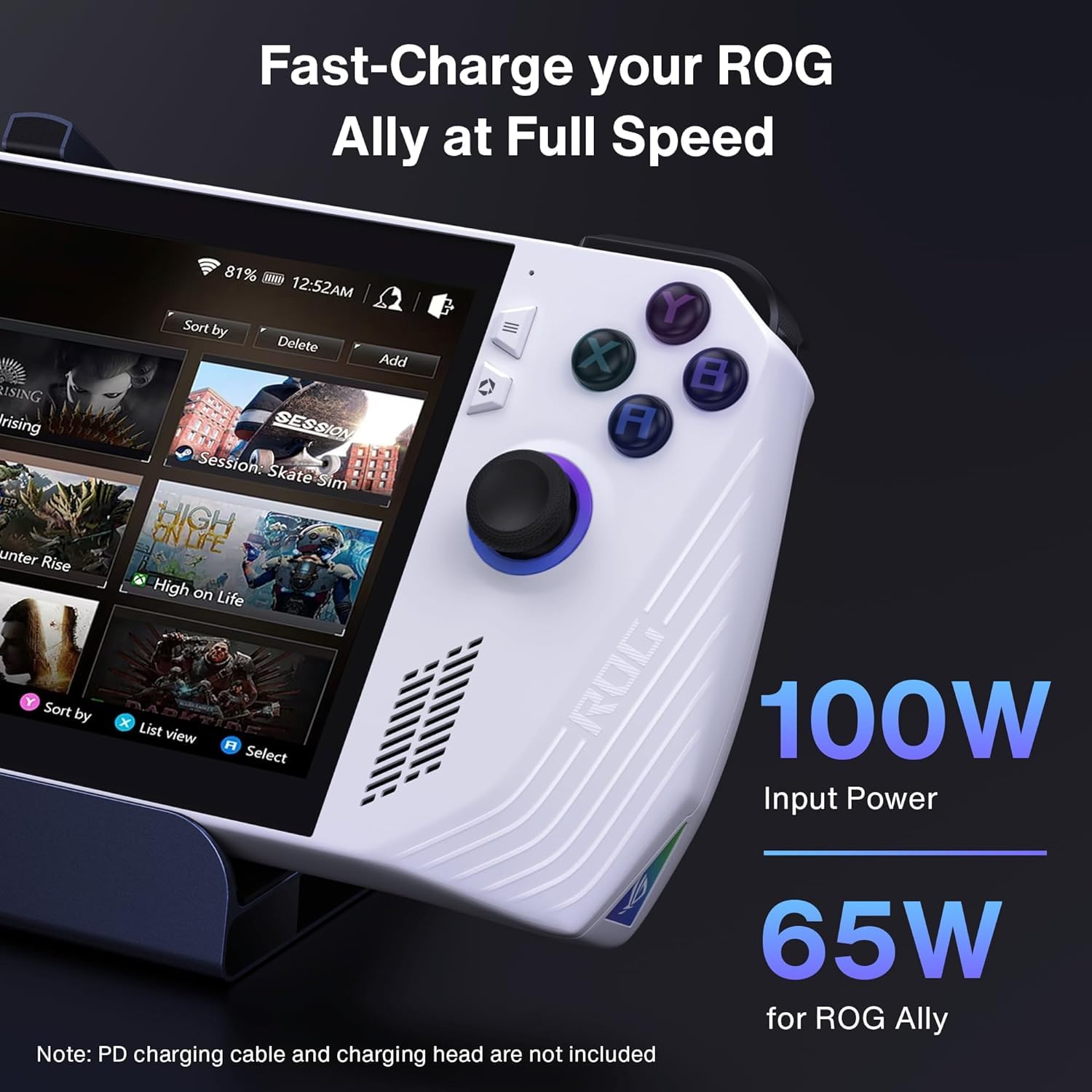 Ivanky Legion Go/Rog Ally/Steam Deck Dock With 65W Pd Charger, 8 In 1 Hub Docking Station With Hdmi 4K@60Hz Gigabit Ethernet, Us