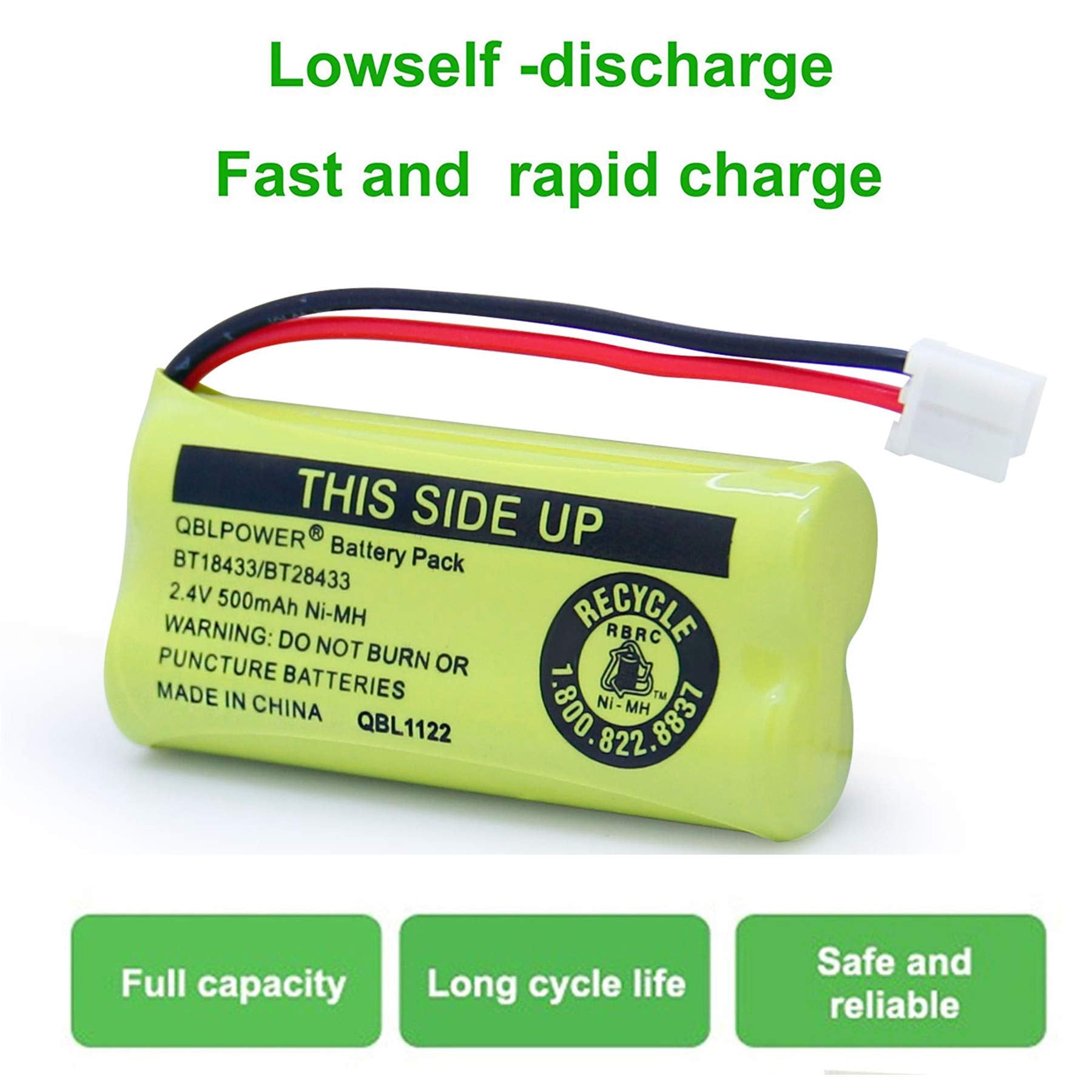 Qblpower 2.4V Rechargeable Battery Compatible With At&T Vtech Phones Bt18433 Bt184342 Bt28433 Bt284342 Bt 8300 Batt 6010 Bt1011