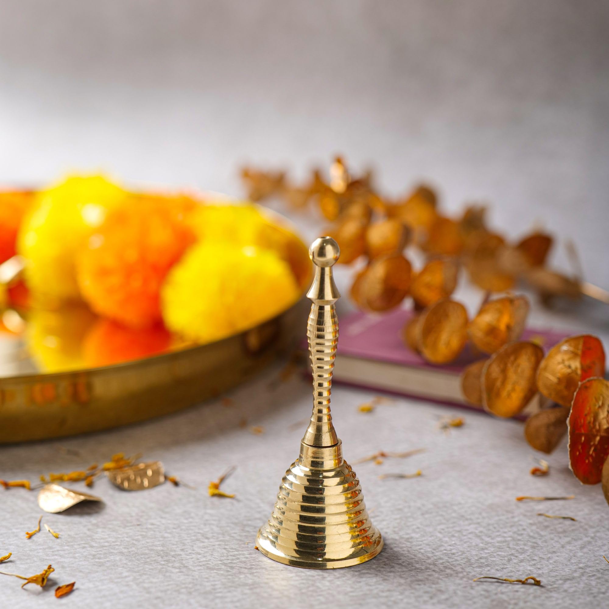 Super Loud Solid Brass Hand Bell Call Bell Wedding Bells   Puja Bell For Mandir, Indian Pooja Ghanti   Christmas Bells | 4 Inch