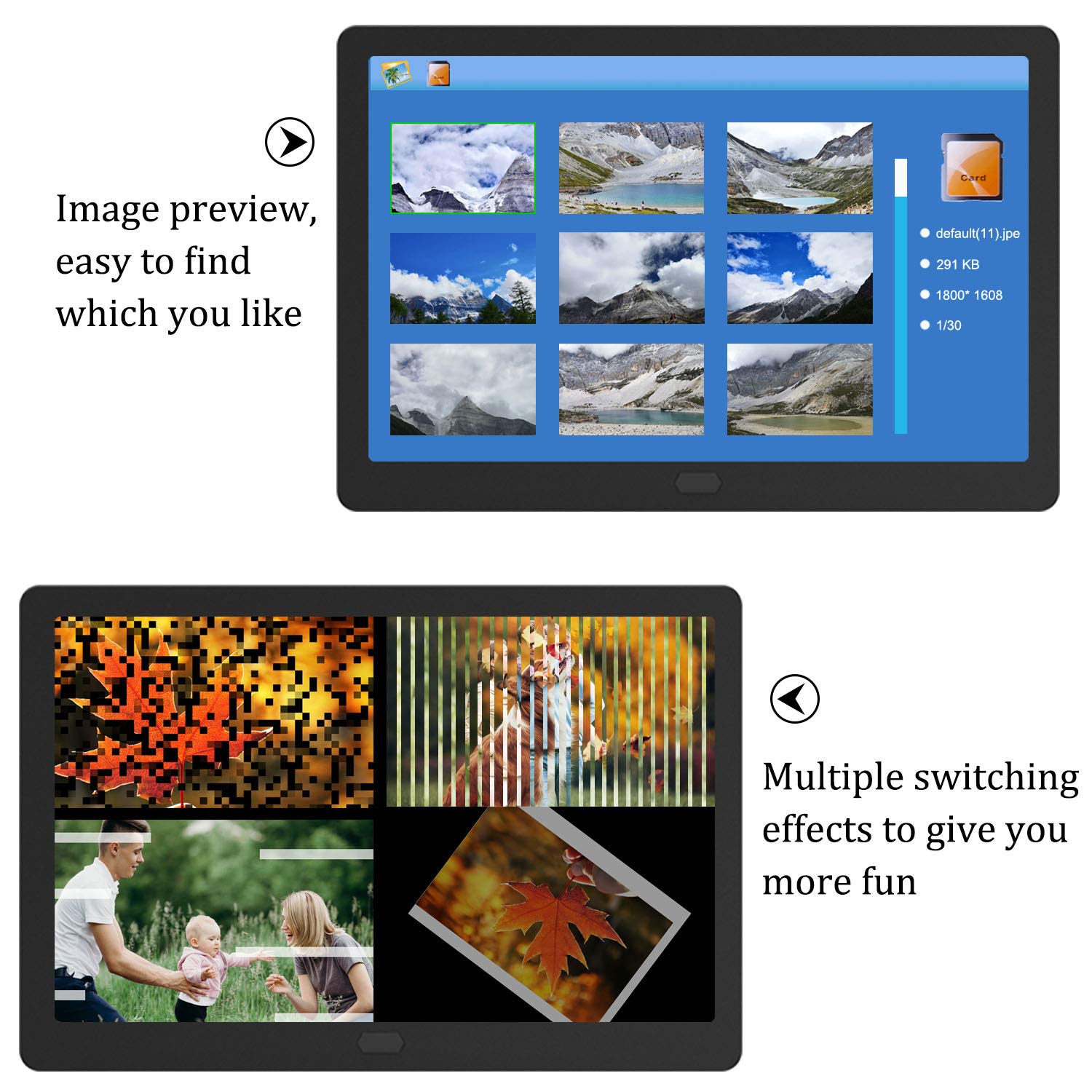 Digital Photo Frame With Ips Screen   Digital Picture Frame With 1080P Video, Music, Photo, Auto Rotate, Slide Show, Remote Cont