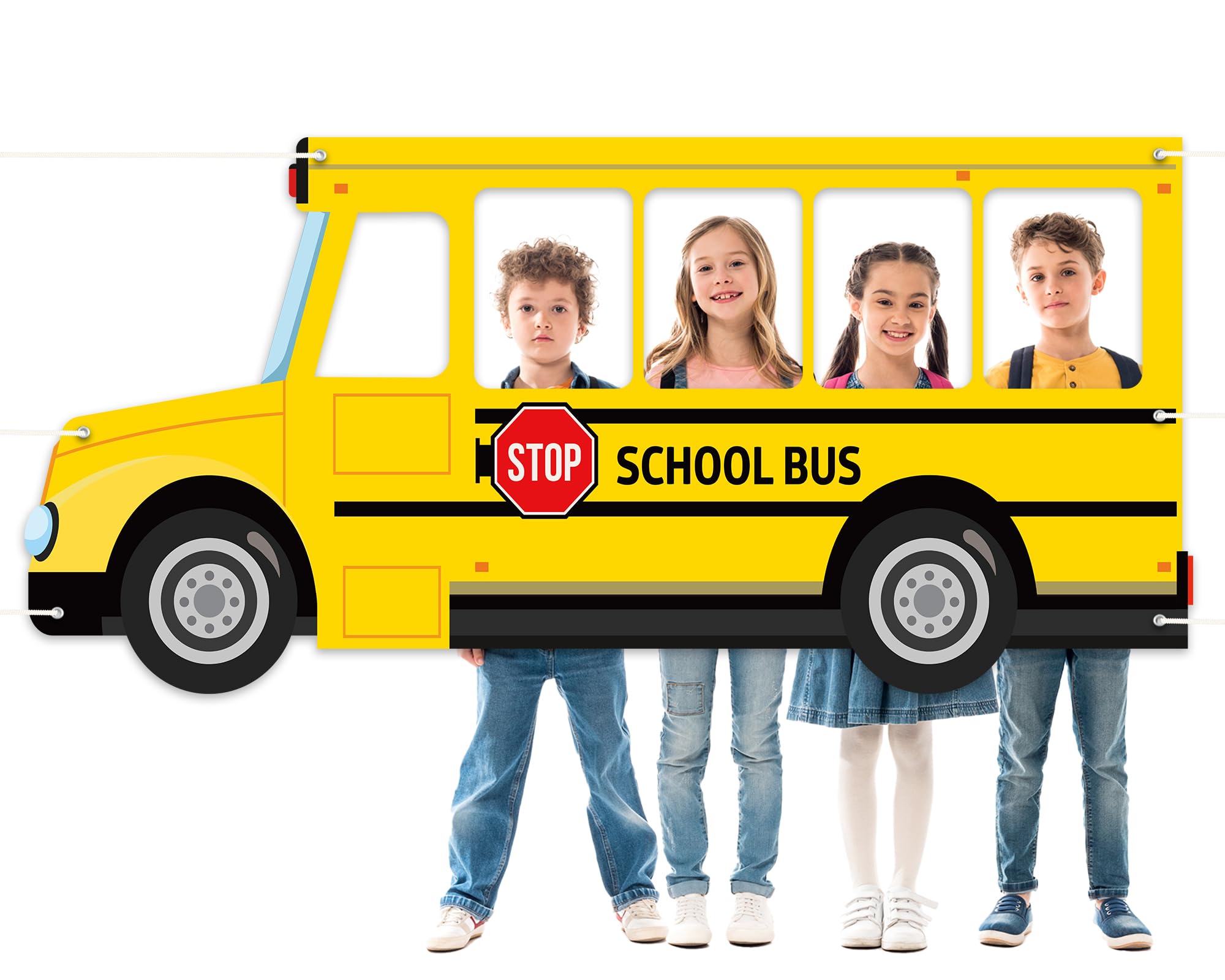 Ojustbeok School Bus Photo Prop Selfie Frame Back To School Backdrop Party Decoration First Day Of School Photo Booth Welcome Pa