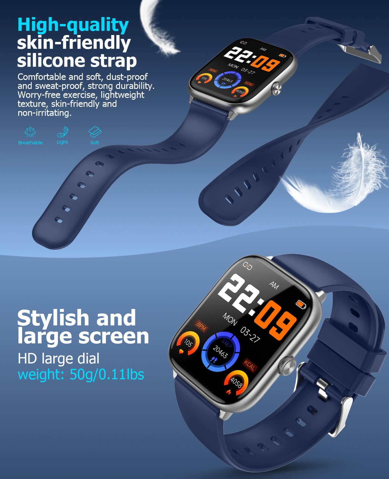 Earlysincere 2.06'' Amoled Smart Watches With Bluetooth Calling, 118 Sports Modes, Fitness Activity Tracker For Men Women, Bp/Hr