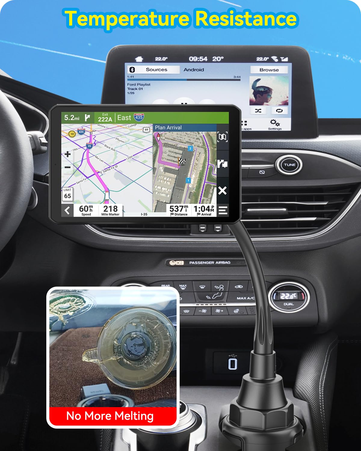 Skytitan For Garmin Gps Car Mount Cup Holder Replacement 17Mm Ball Mount With Adjustable Long Arm Fit Garmin Nuvi Drive Dezl Por