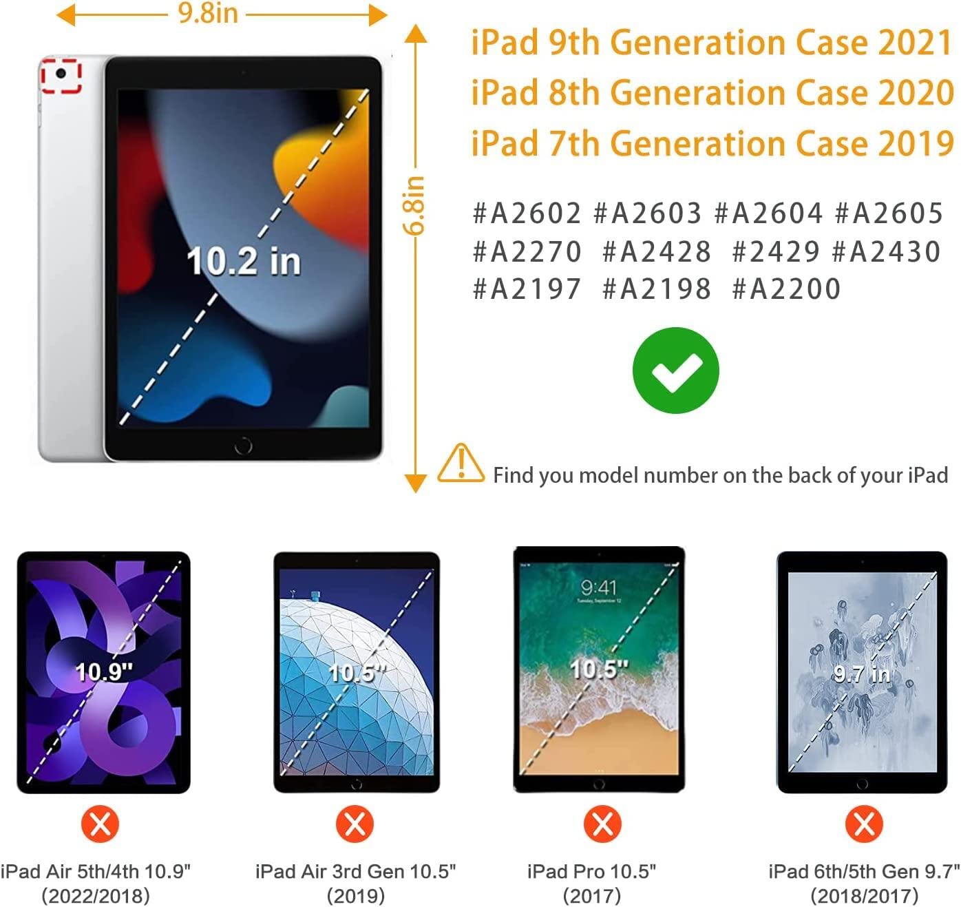 Ipad 9Th Generation Case, Ipad 8Th/7Th Generation Case, Ipad Case 9Th Generation,Ipad 10.2 Case Multi Angle View Case Adjust Sta