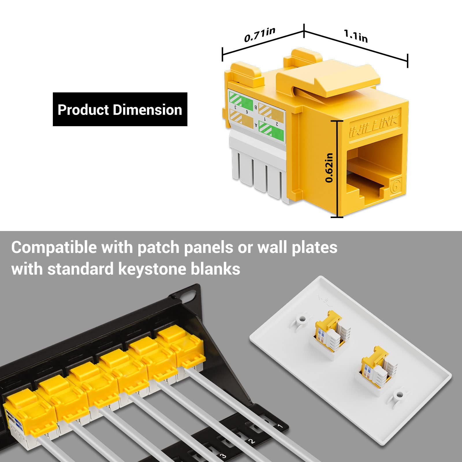Iwillink 10Gbps Cat6 Keystone Jack, Rj45 Keystone Jack 25 Pack And Keystone Punch Down Stand, Utp Modular Ethernet Jack Insert 9