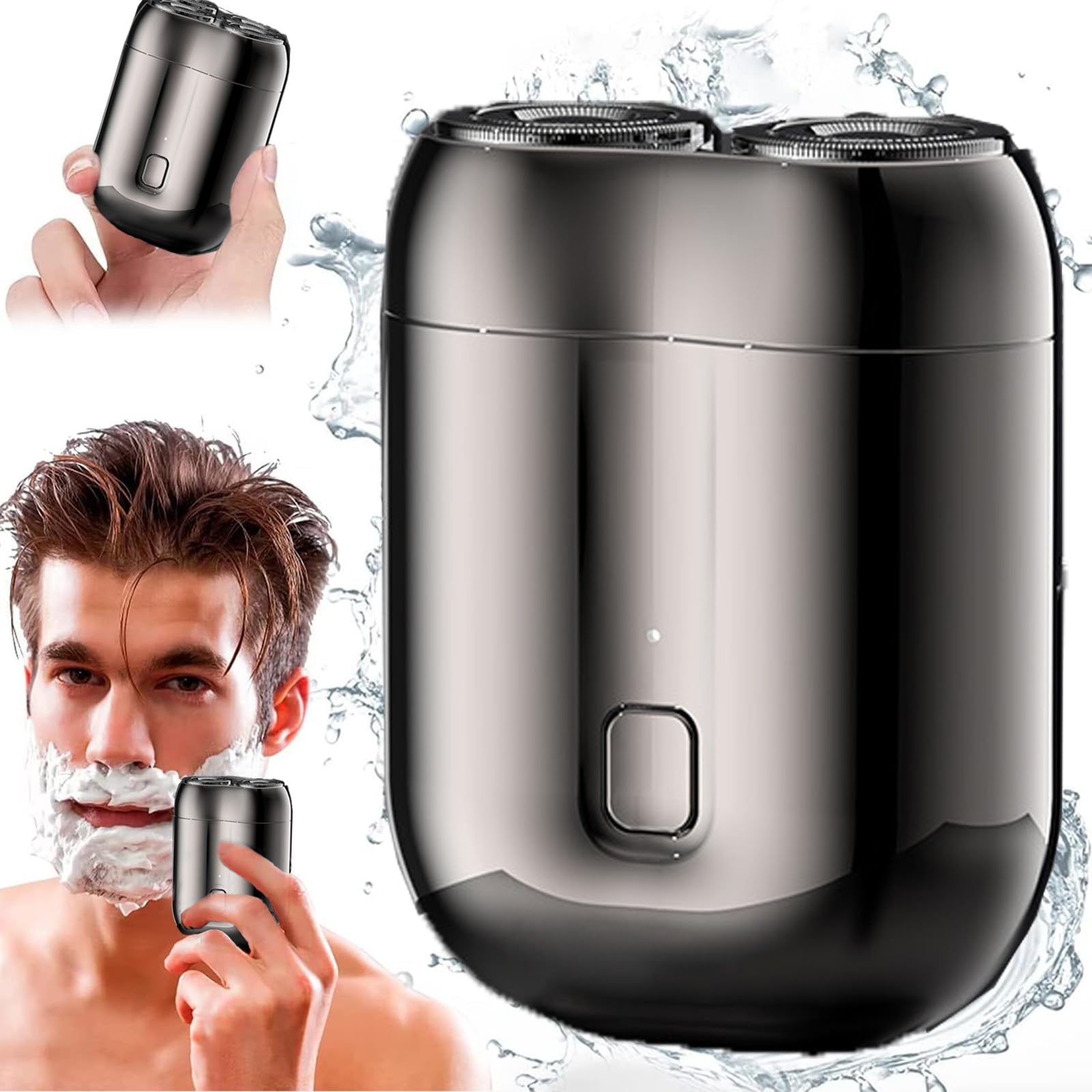 New Model Mini Upgrade Pocket Shaver, Dual Head Electric Razor, Rechargeable Waterproof Compact Electric (Gray) For Home, Car, T