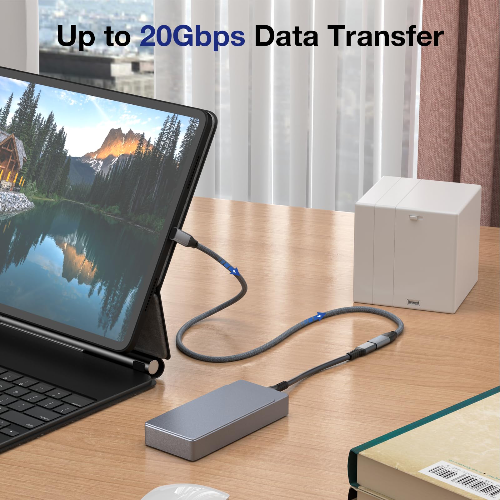 90 Degree Usb C Extension Cable 1Ft, Up Down 100W Usb C 3.2 Type C Male To Type C Female Cable, Usb C Extender Short Cord, 20Gbp