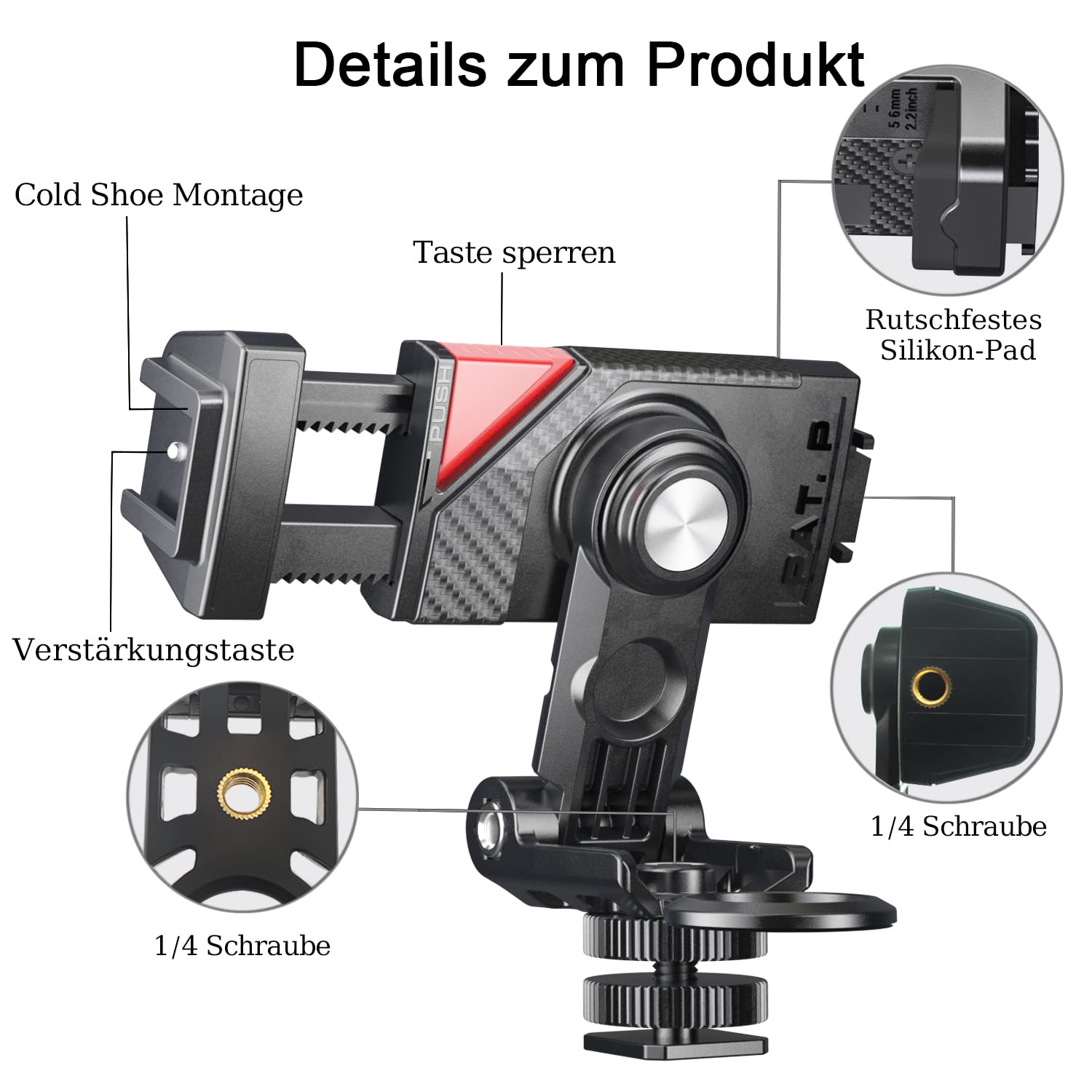 Zeetain Camera Hot Shoe Phone Holder, Phone Tripod Mount Adapter With Cold Shoe For Microphone Led Light Iphone Dslr Camera Phot