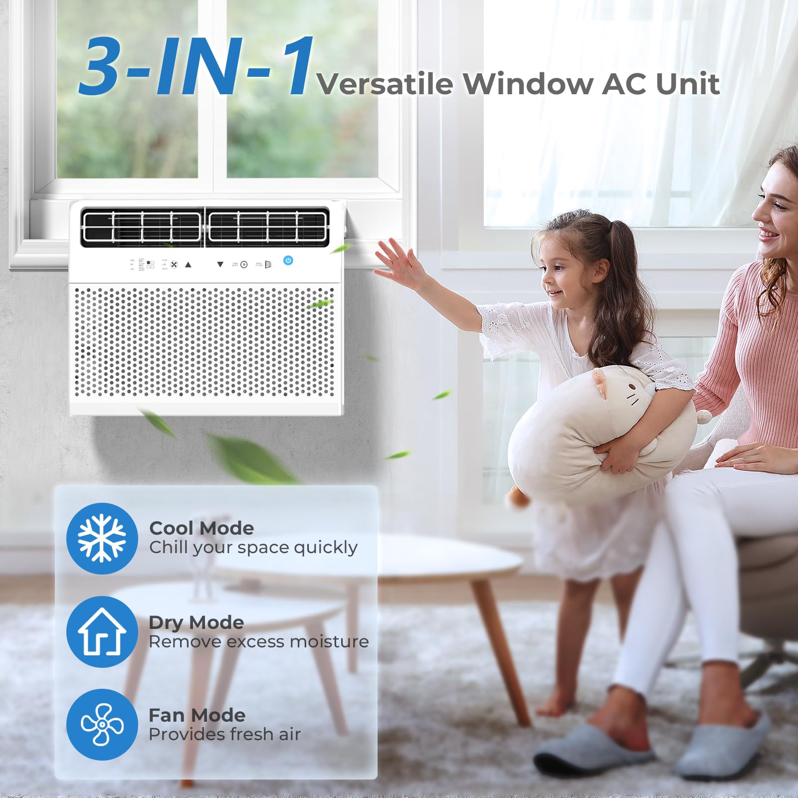 Antarctic Star U-Shaped Air Conditioner Window Unit 10000Btu, Ultra Quiet Window Air Conditioner Cools Up To 450 Sq. Ft, Saddle