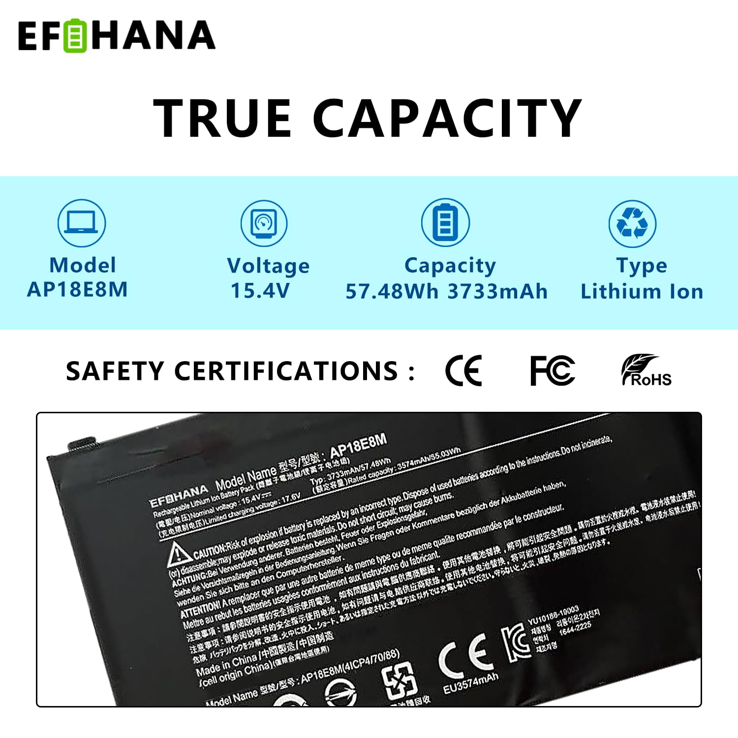 Ap18E8M Ap18E7M Battery For Acer Nitro 5 An515 44 An515 44 R99Q An515 55 An515 52 An515 43 An515 45 An517 52 Nitro 7 An715 51 As
