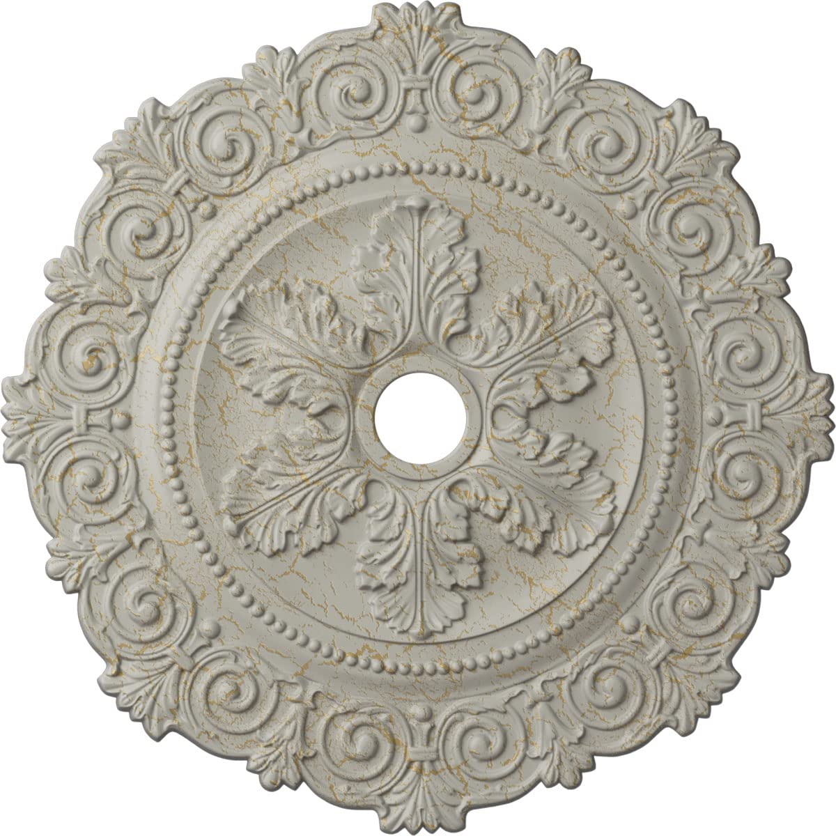 Ekena Millwork CM33SCPCC Scroll Medallion Ceiling Medallion, Pot of Cream Crackle, 33 1/4OD x 3 5/8ID x 1P