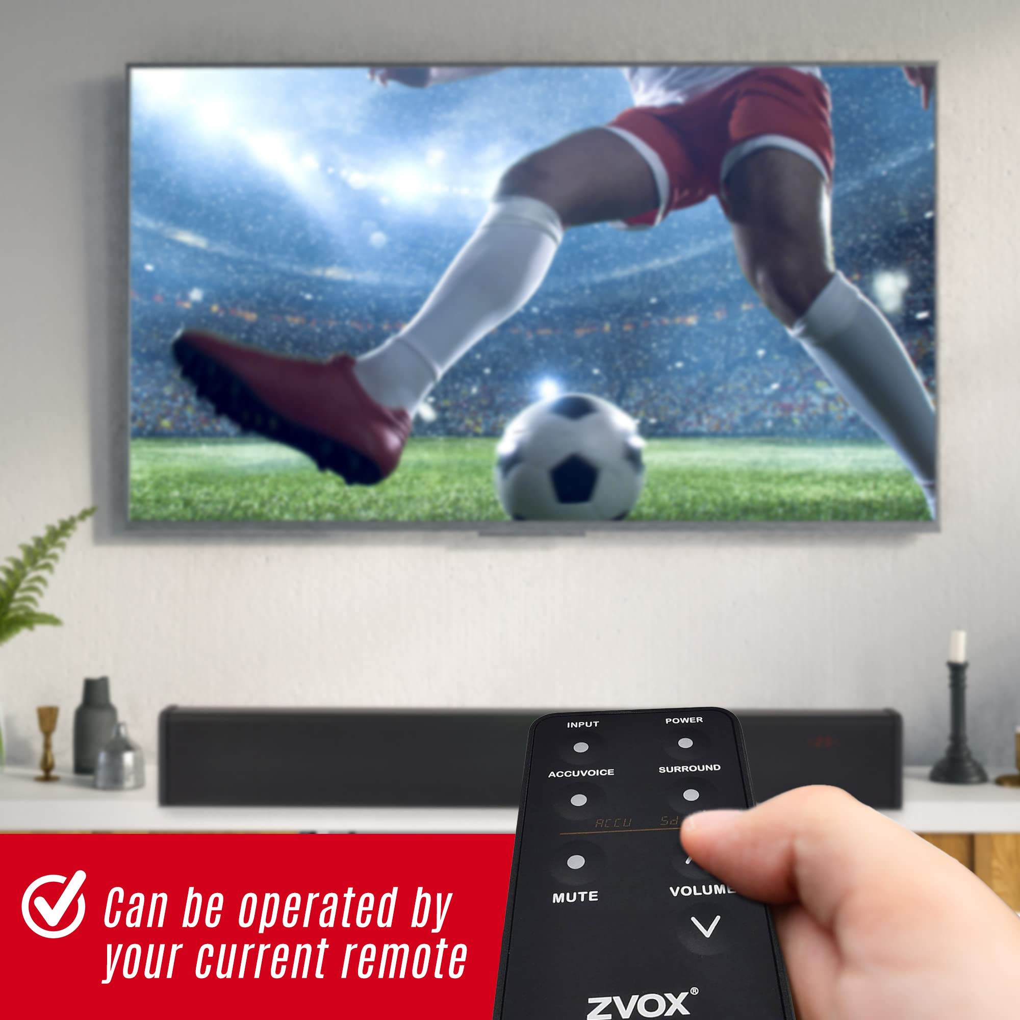 Zvox Sb500 Soundbar For Tv, Home Speaker Bar Works With 50 To 90 Tvs, Soundbar With Subwoofer Built-In, 6 Modes Accuvoice Dialog