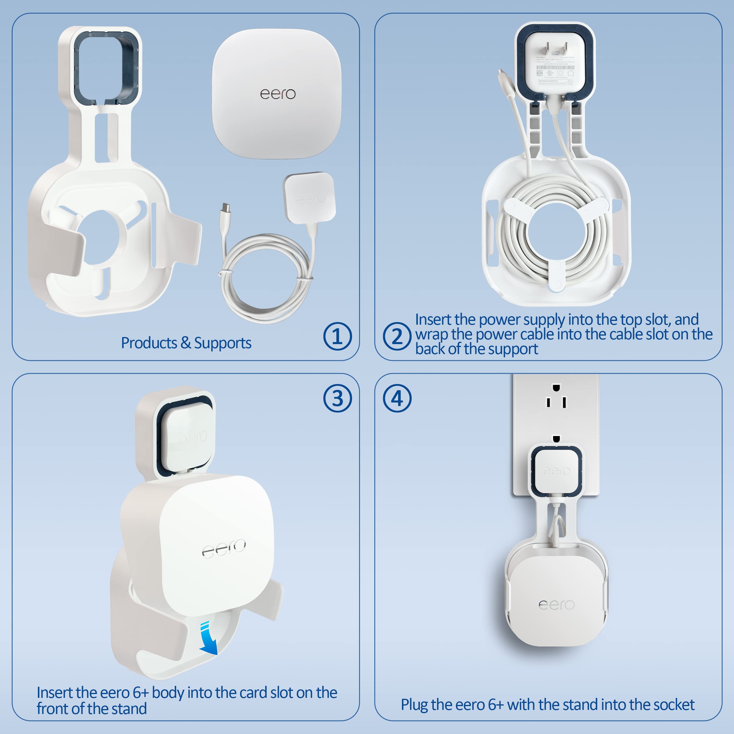 Petimeti Wall Mount For Eero 6+ Mesh Wifi System, Space Saving Wall Mount Bracket For Eero 6+ Router With Cord Management And Ea