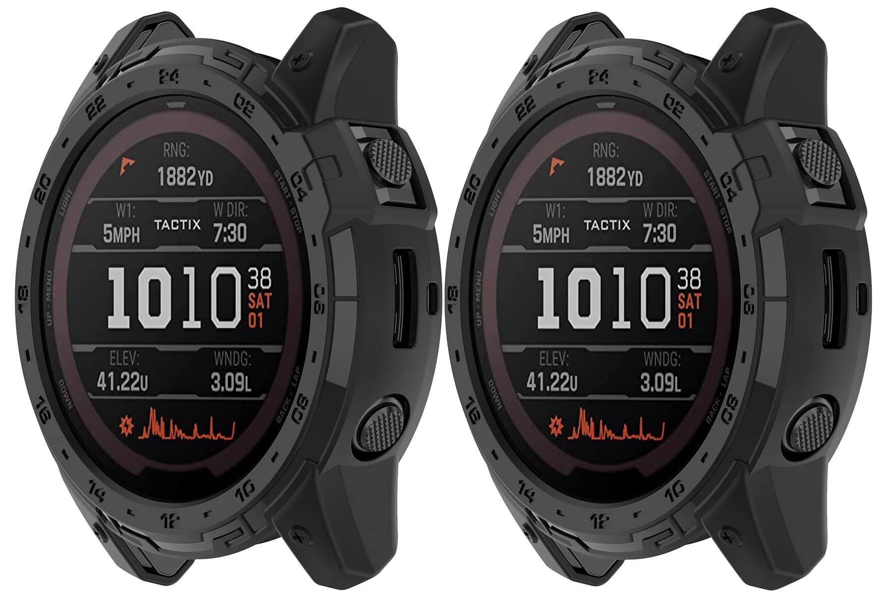 2 Pack Tactix 7 Watch Cases Compatible with Garmin Tactix 7/7 Pro, Rugged Protective Case, No Screen Protector (Black+Black)
