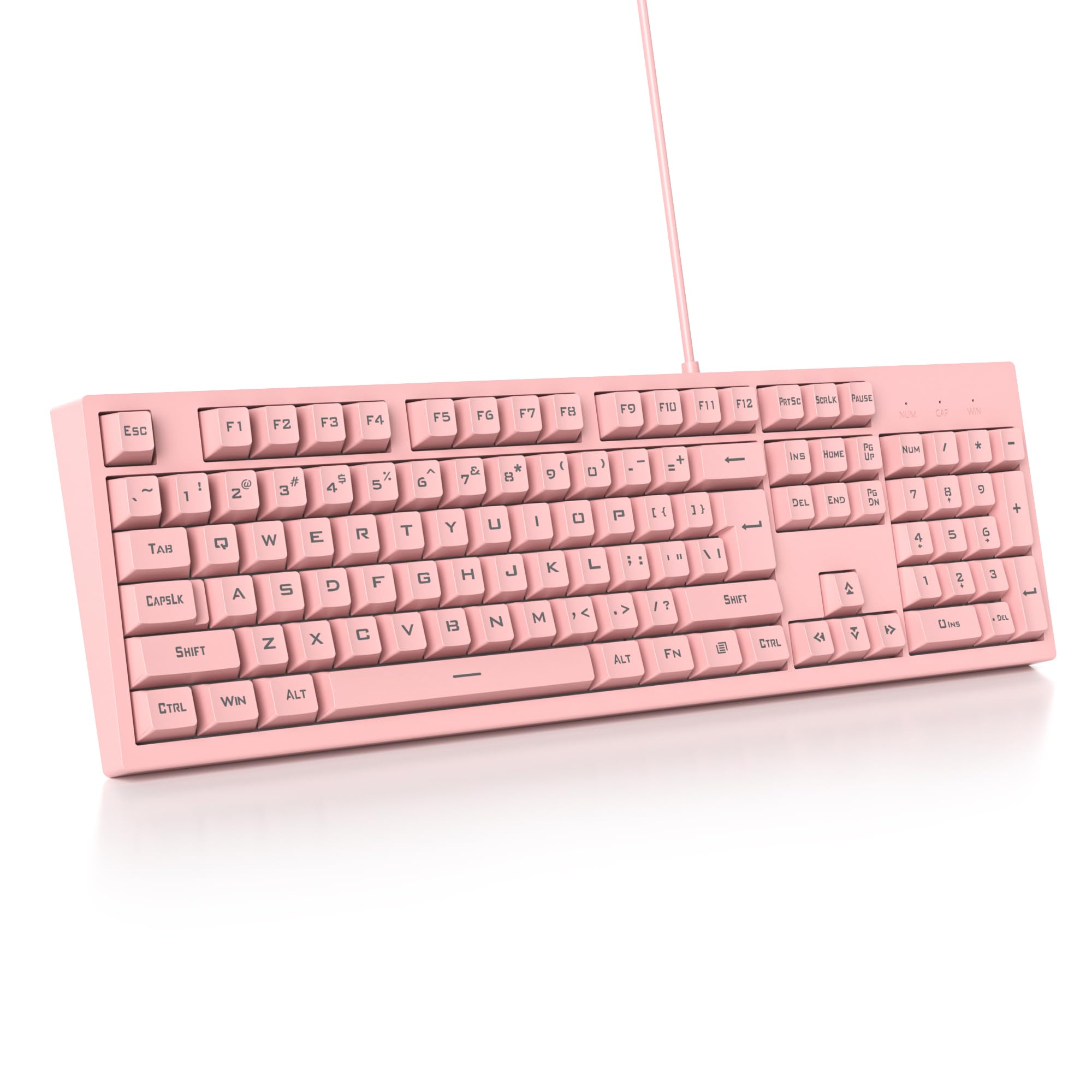 Owpkeenthy Pink Gaming Keyboard, Cute Creamy Keyboard Backlit Wired Quiet Office Keyboard Membrane 104 Keys Mechanical Feeling S