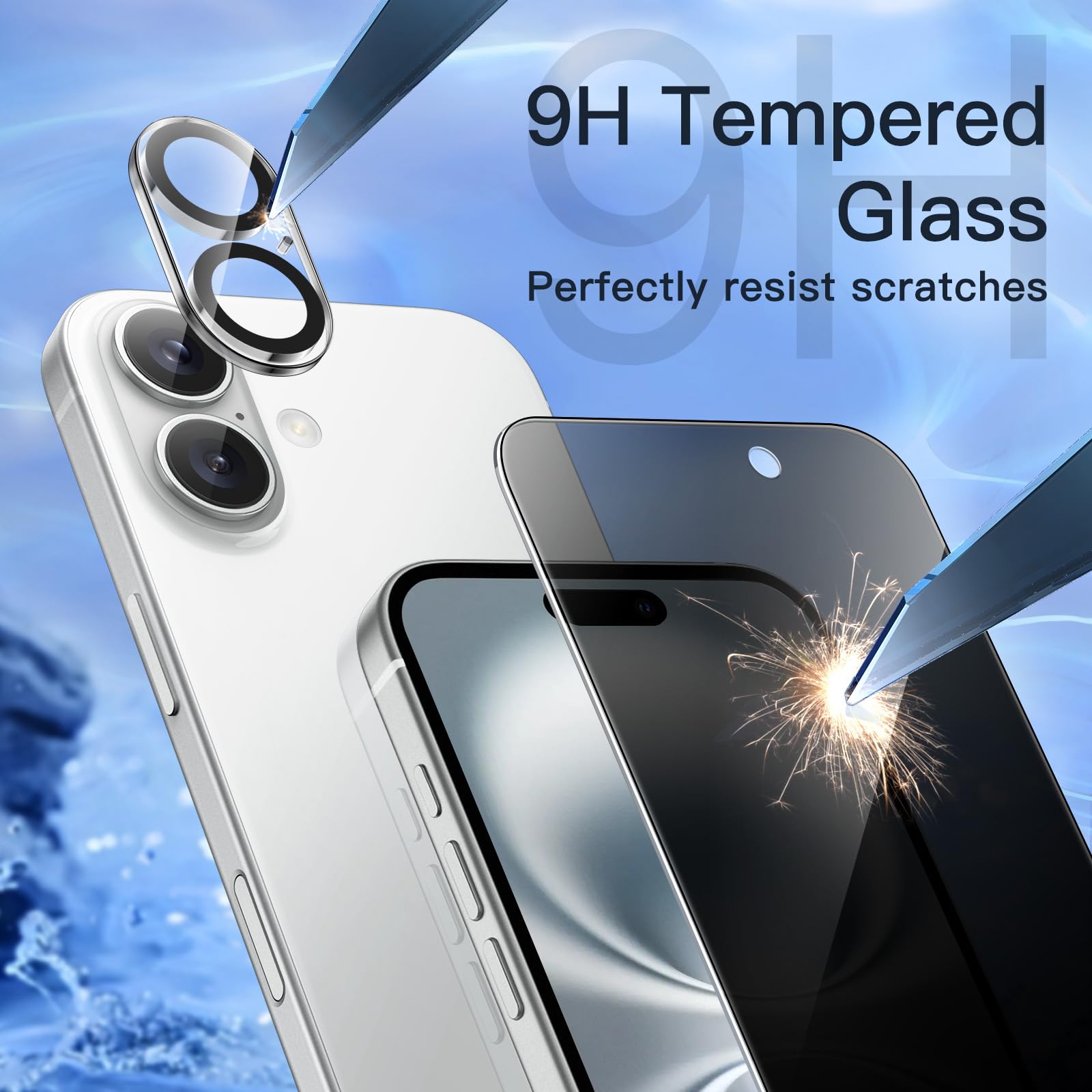 Jetech Privacy Screen Protector For Iphone 16 6.1 Inch With Camera Lens Protector, Anti Spy Tempered Glass Film, Easy Installati
